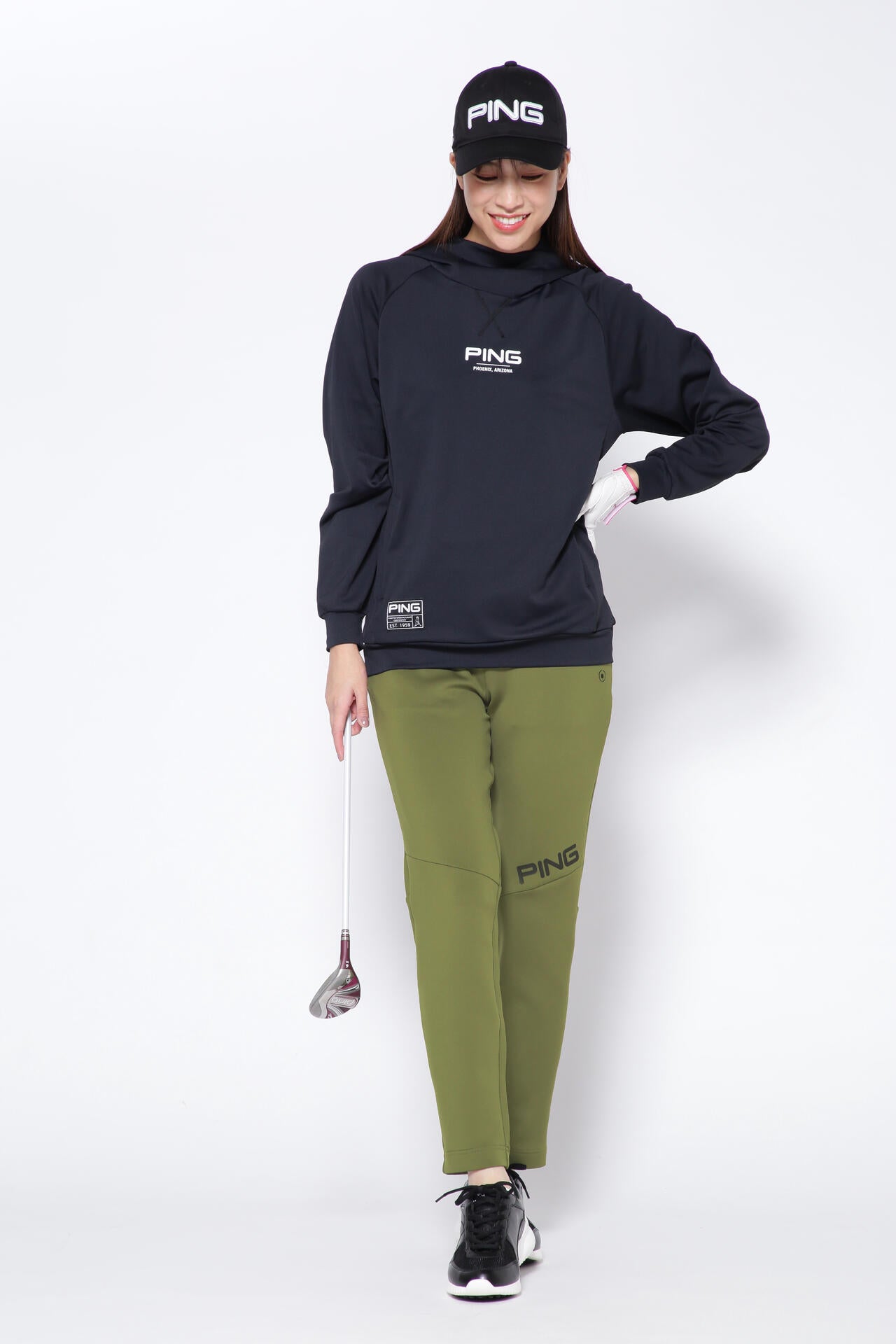 【PING APPAREL】リサイクルポリエステルテーパードパンツ <GOLD> (LADIES)