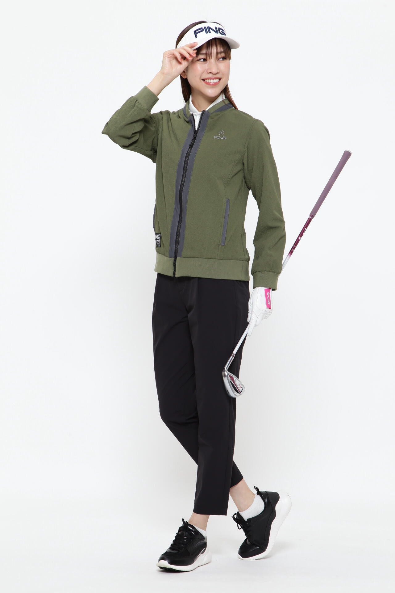 【PING APPAREL】ナイロンリップストレッチテーパードパンツ <GOLD> (LADIES)