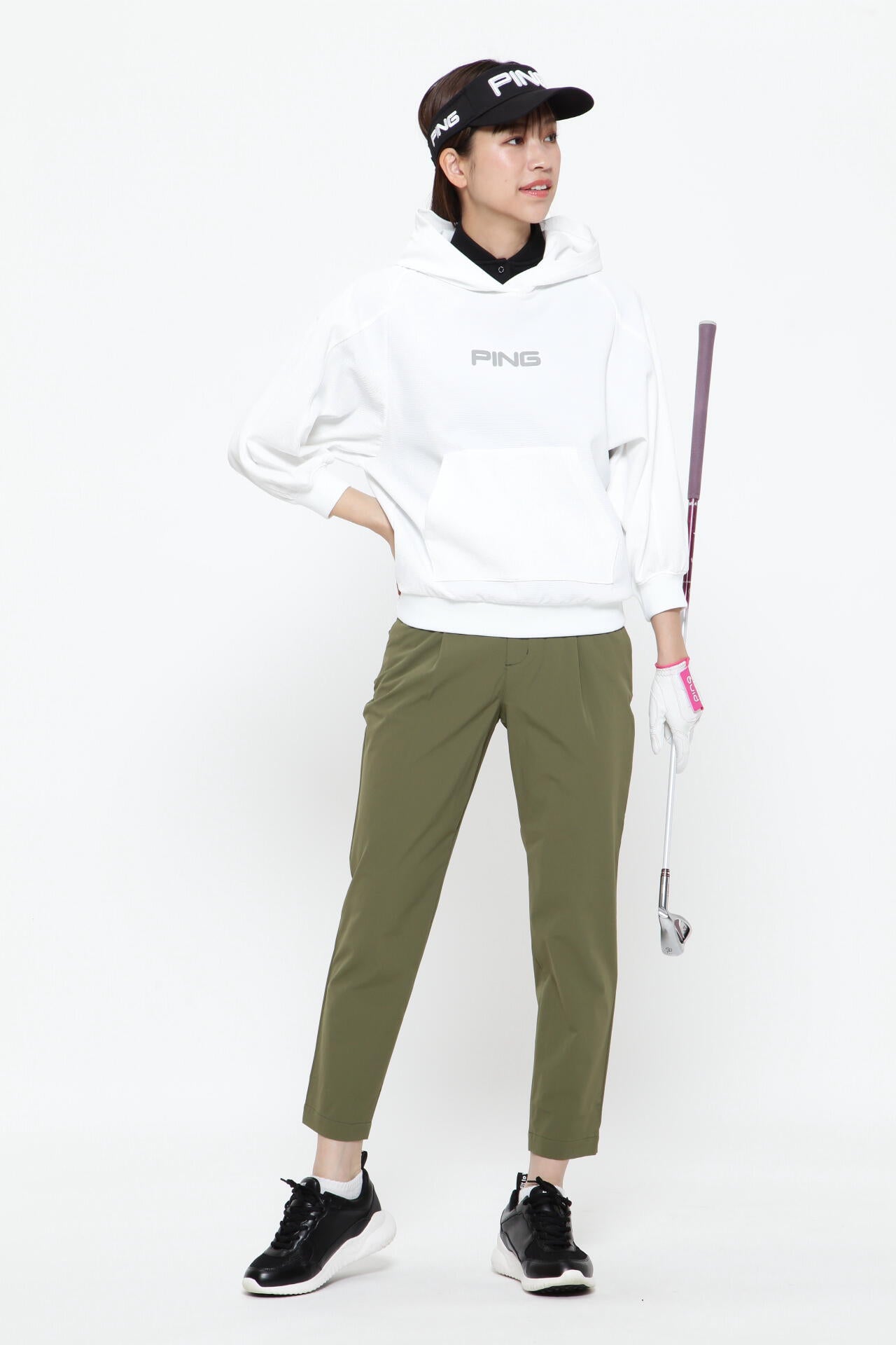 【PING APPAREL】ナイロンリップストレッチテーパードパンツ <GOLD> (LADIES)