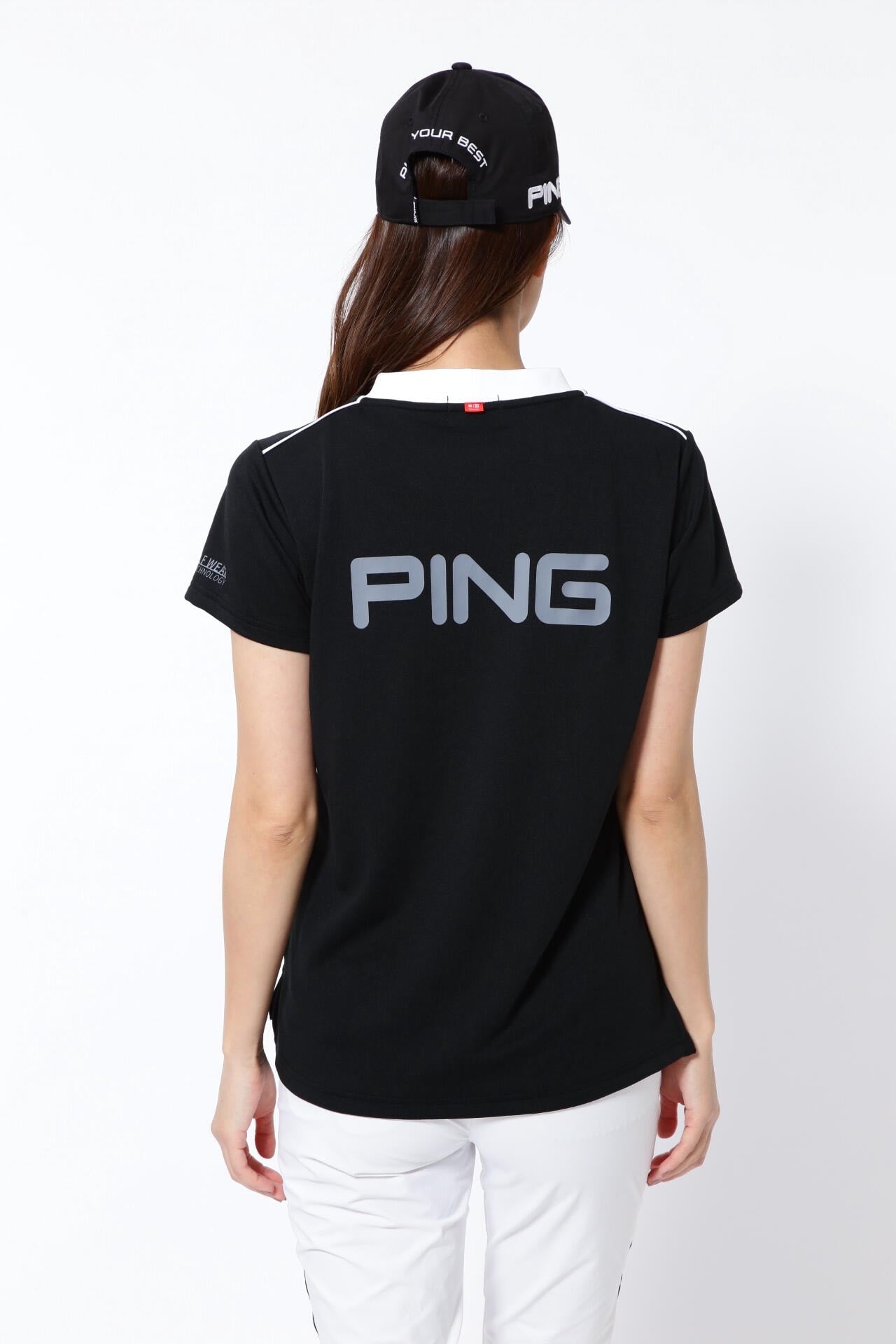 【PING APPAREL】アドエルムダブルフェイスメッシュ 半袖モックネックプルオーバー <AddElm> (LADIES)