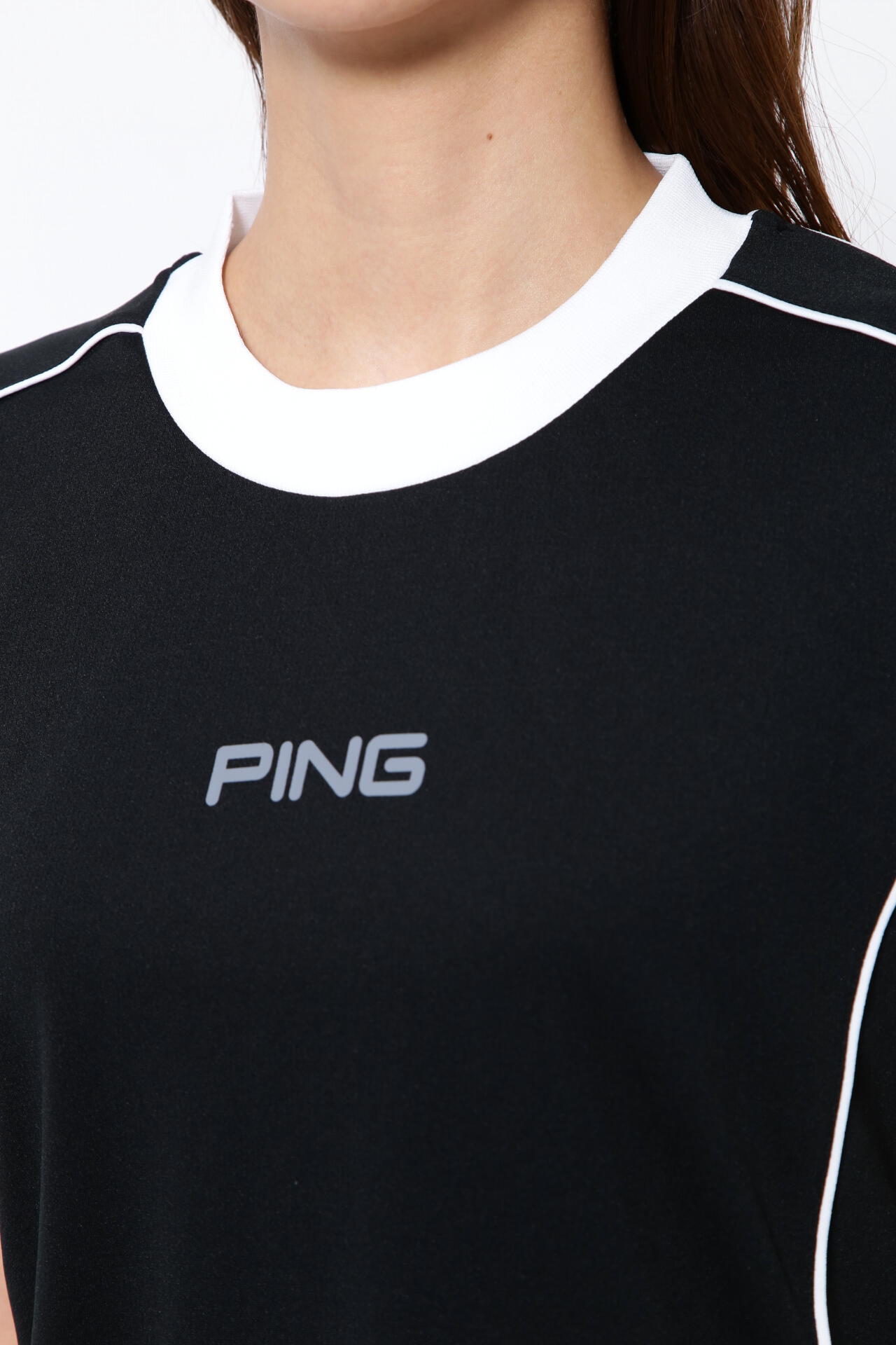 【PING APPAREL】アドエルムダブルフェイスメッシュ 半袖モックネックプルオーバー <AddElm> (LADIES)