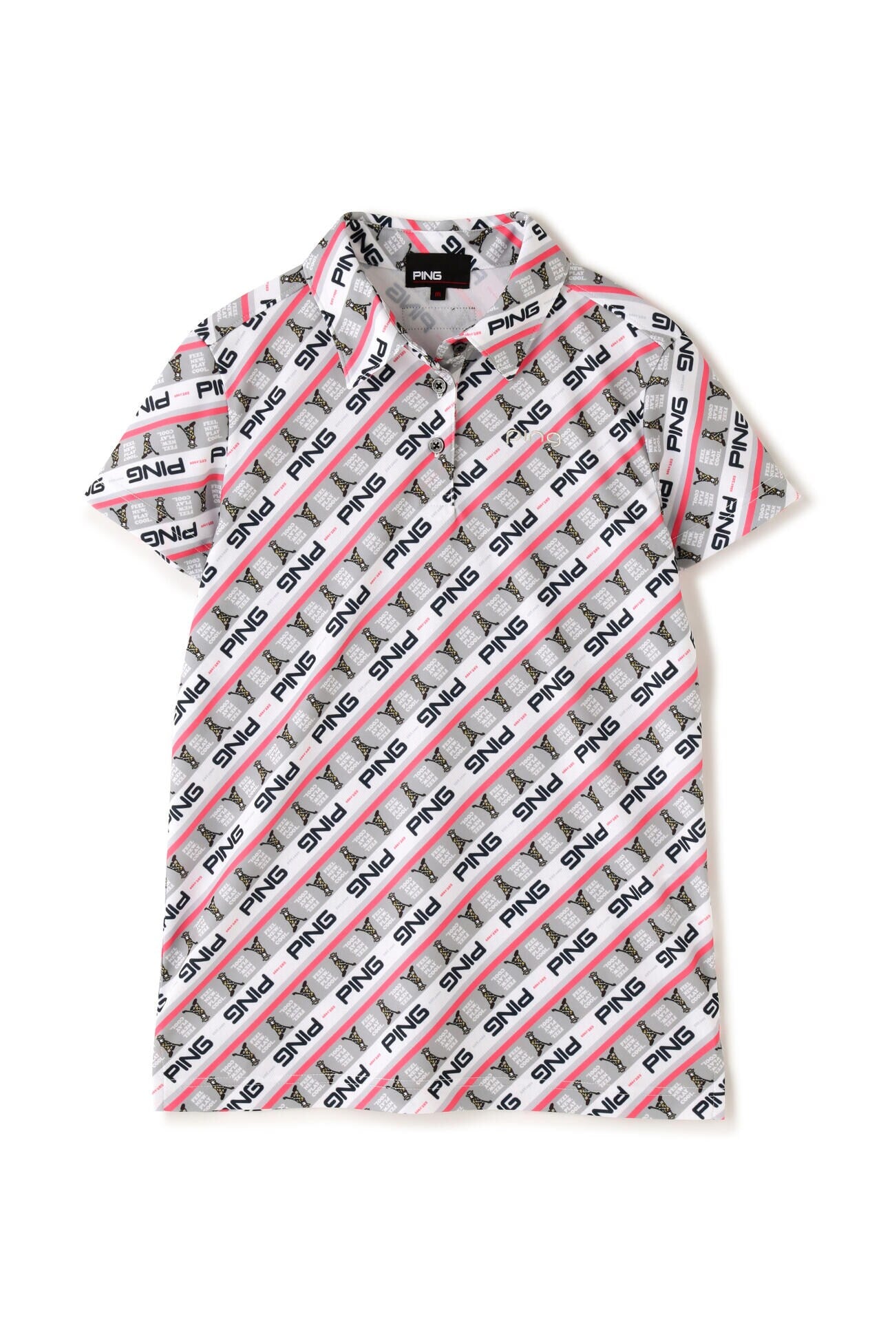 【PING APPAREL】ロゴバイアスプリント 半袖カノコポロシャツ <NATIVE> (LADIES)