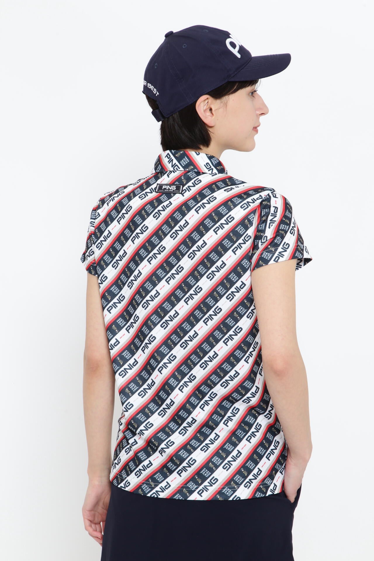 【PING APPAREL】ロゴバイアスプリント 半袖カノコポロシャツ <NATIVE> (LADIES)