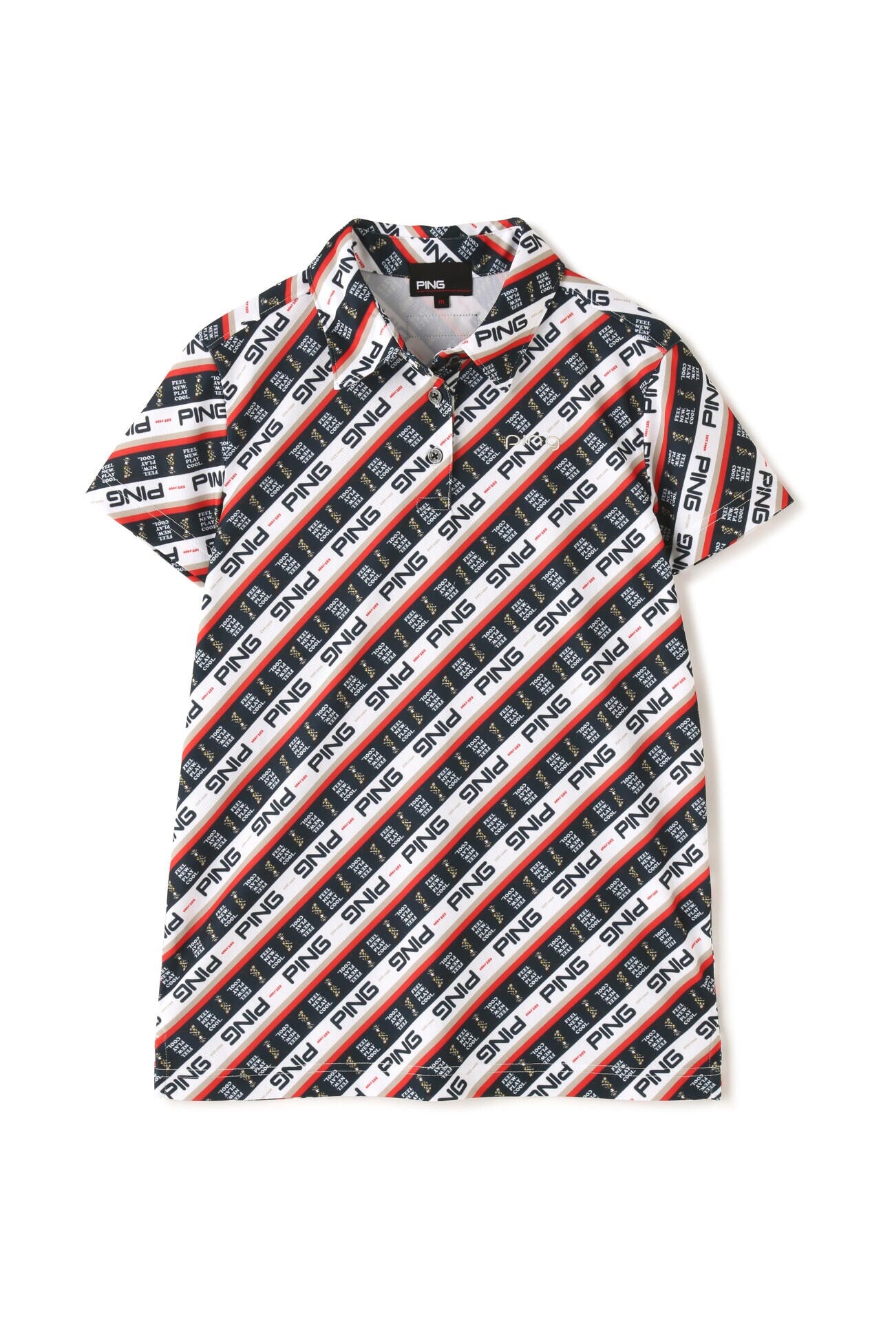 【PING APPAREL】ロゴバイアスプリント 半袖カノコポロシャツ <NATIVE> (LADIES)