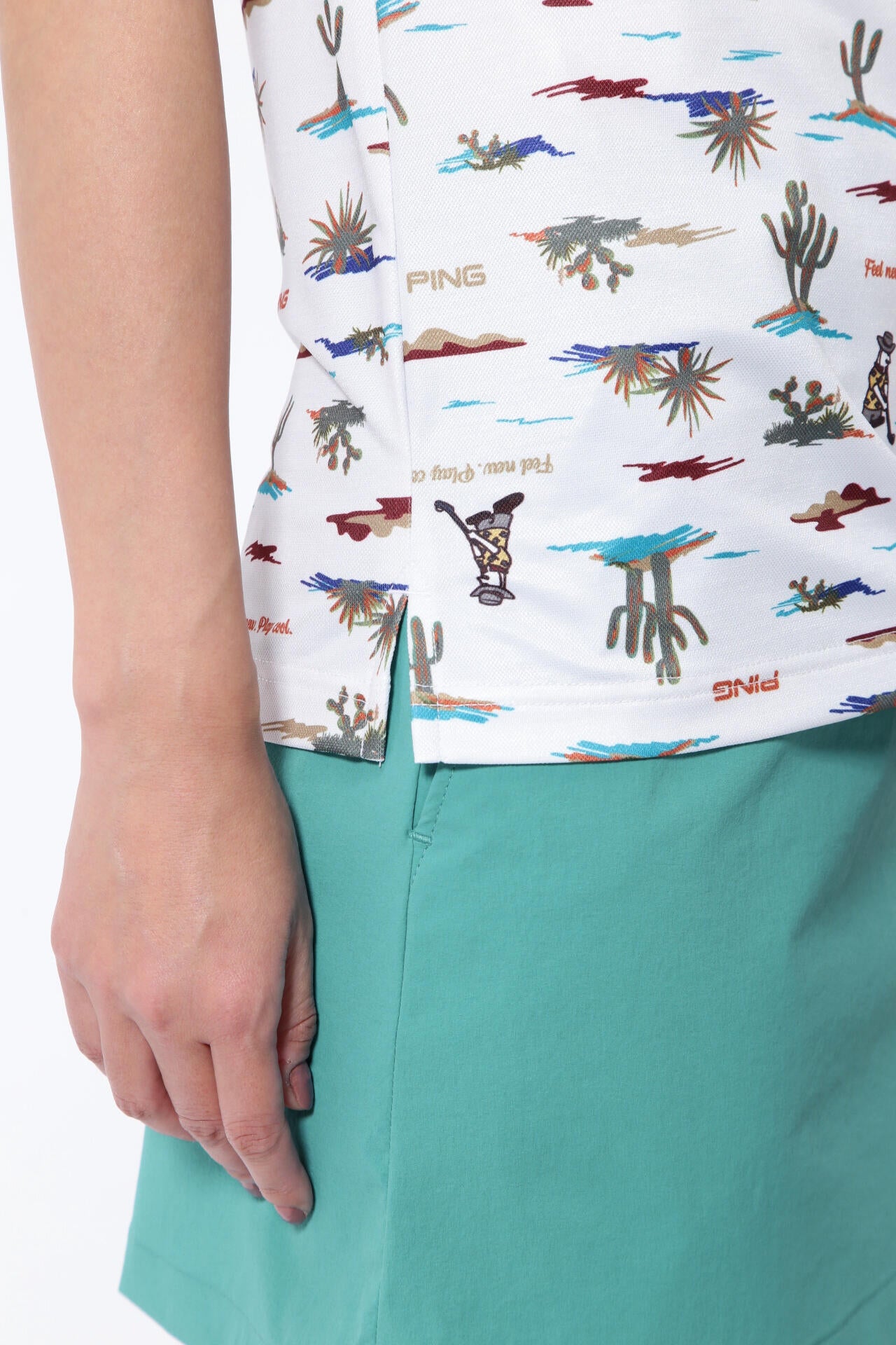 【PING APPAREL】プレイオンザデザートプリントカノコ半袖ポロシャツ <NATIVE> (LADIES)