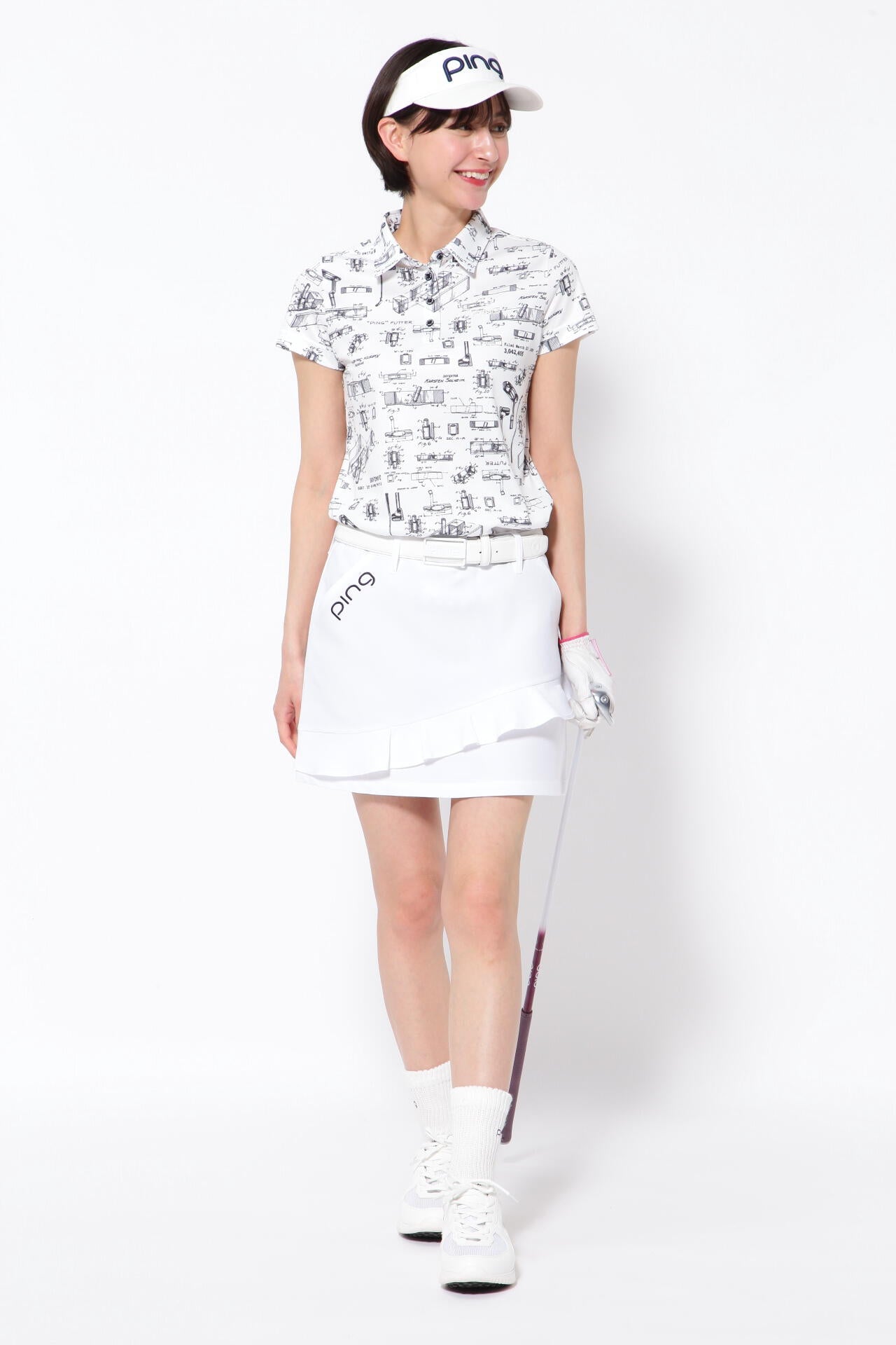 【PING APPAREL】BPパターン転写プリント クールコア半袖ポロシャツ <PERFORMANCE> (LADIES)