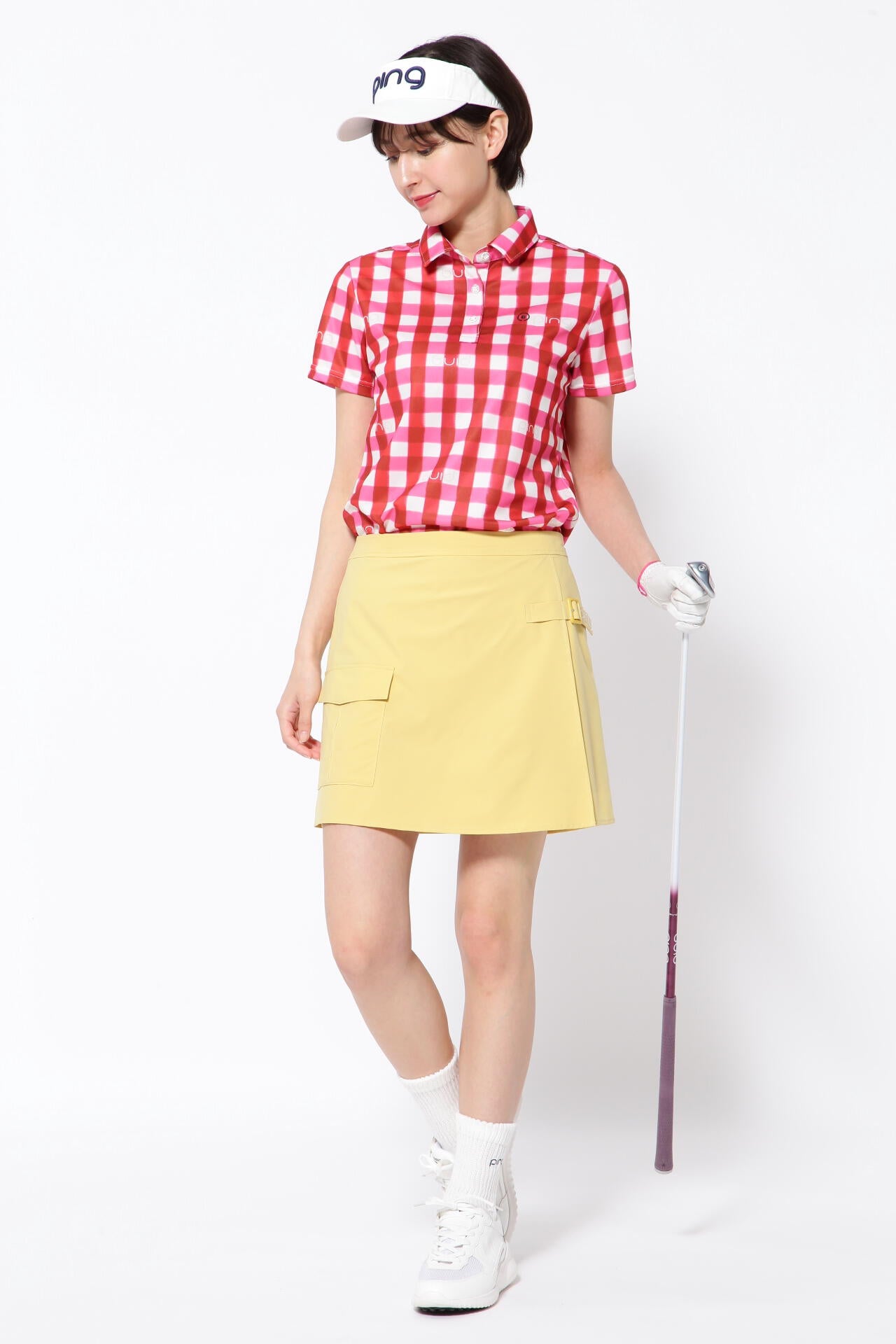 【PING APPAREL】ギンガムチェックプリント 半袖ポロシャツ <PRODUCT ADDITION> (LADIES)