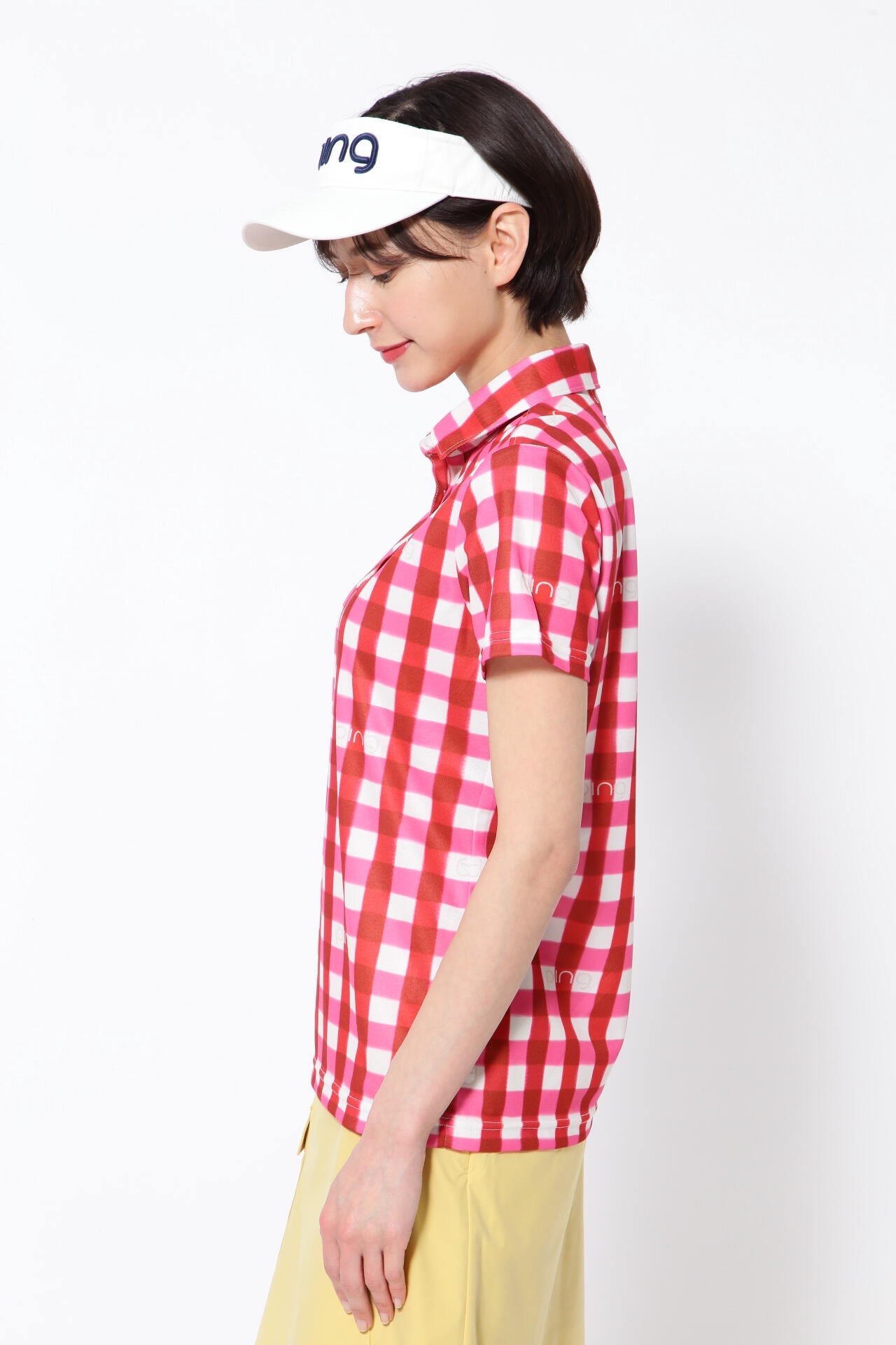 【PING APPAREL】ギンガムチェックプリント 半袖ポロシャツ <PRODUCT ADDITION> (LADIES)