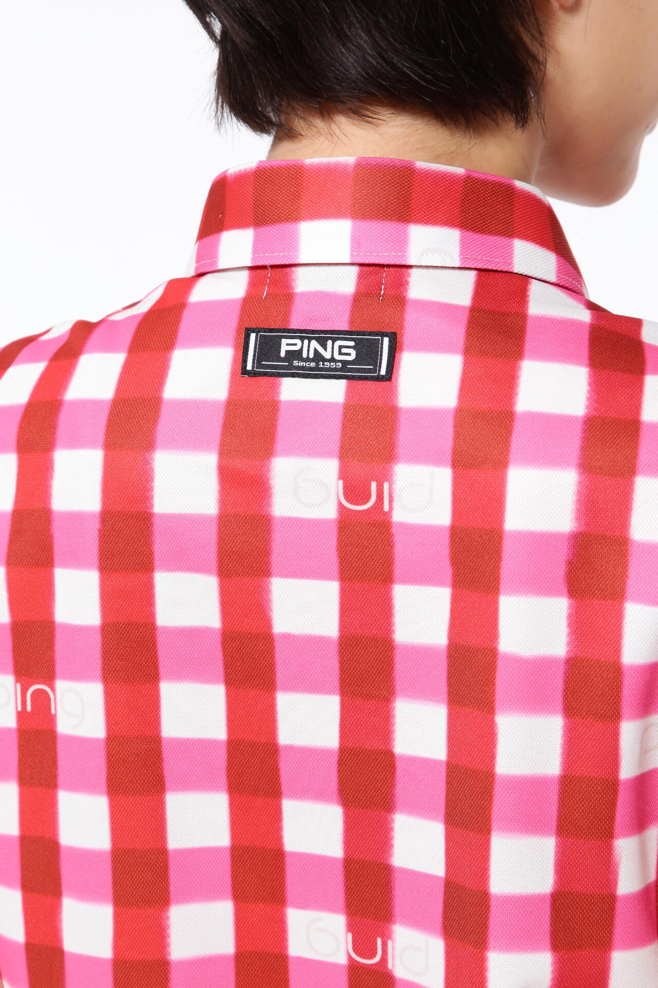 【PING APPAREL】ギンガムチェックプリント 半袖ポロシャツ <PRODUCT ADDITION> (LADIES)