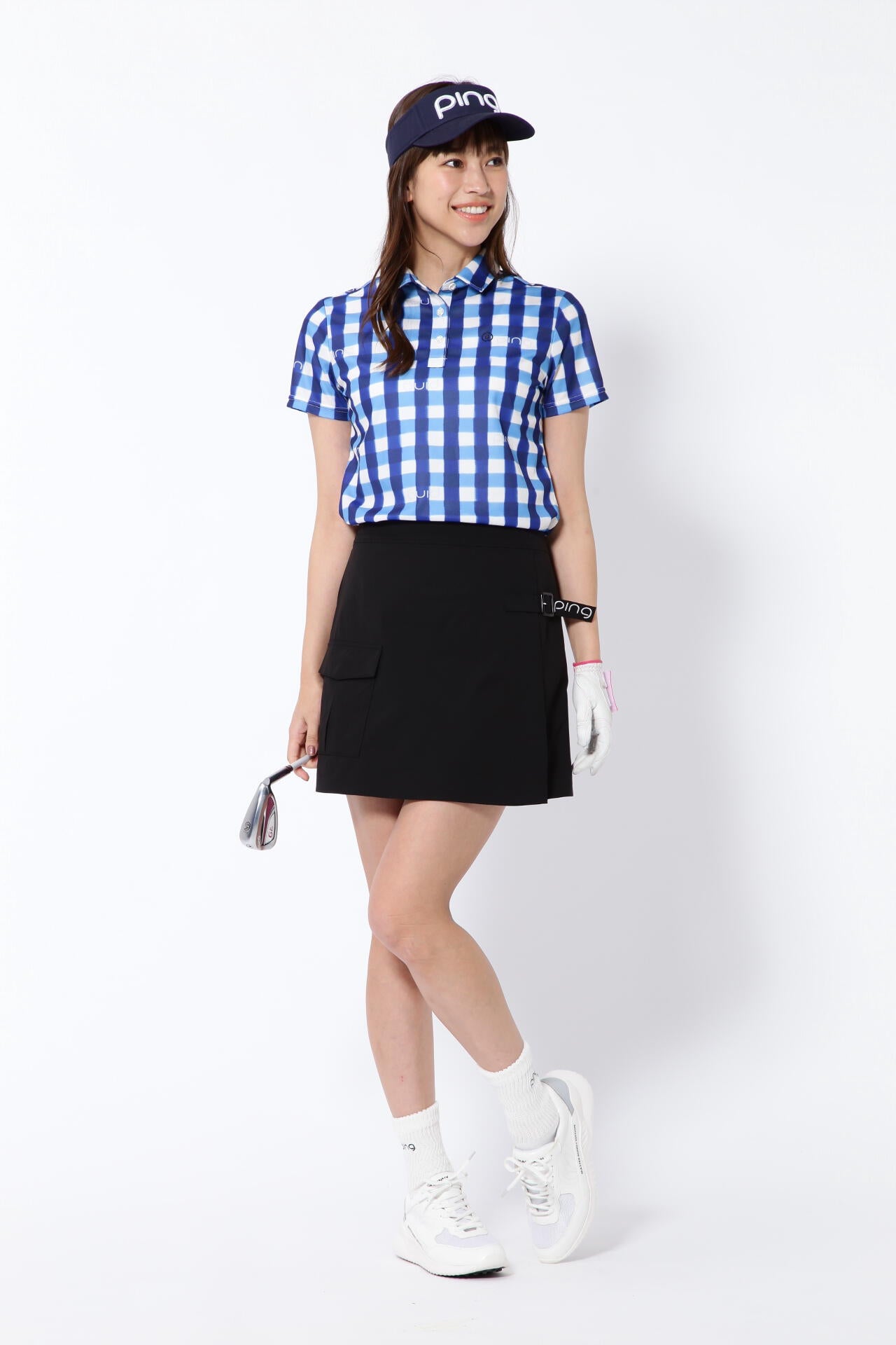 【PING APPAREL】ギンガムチェックプリント 半袖ポロシャツ <PRODUCT ADDITION> (LADIES)