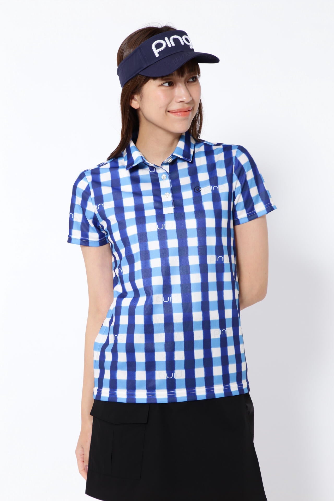 【PING APPAREL】ギンガムチェックプリント 半袖ポロシャツ <PRODUCT ADDITION> (LADIES)