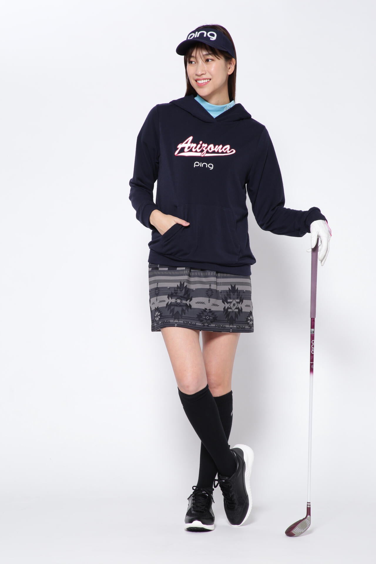 【PING APPAREL】アリゾナロゴプリント 軽量裏毛 プルオーバーフーディー <NATIVE> (LADIES)