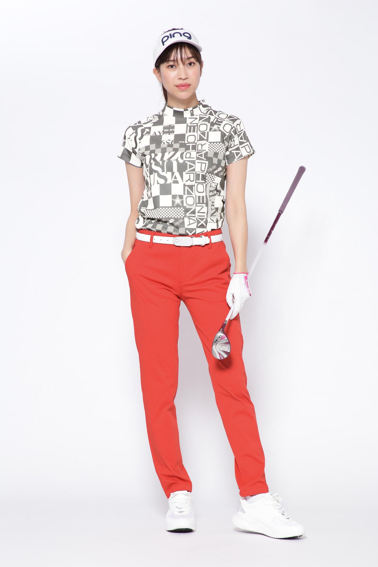 【PING APPAREL】アリゾナダミエ 半袖ジャガードハイネックカットソー <NATIVE> (LADIES)