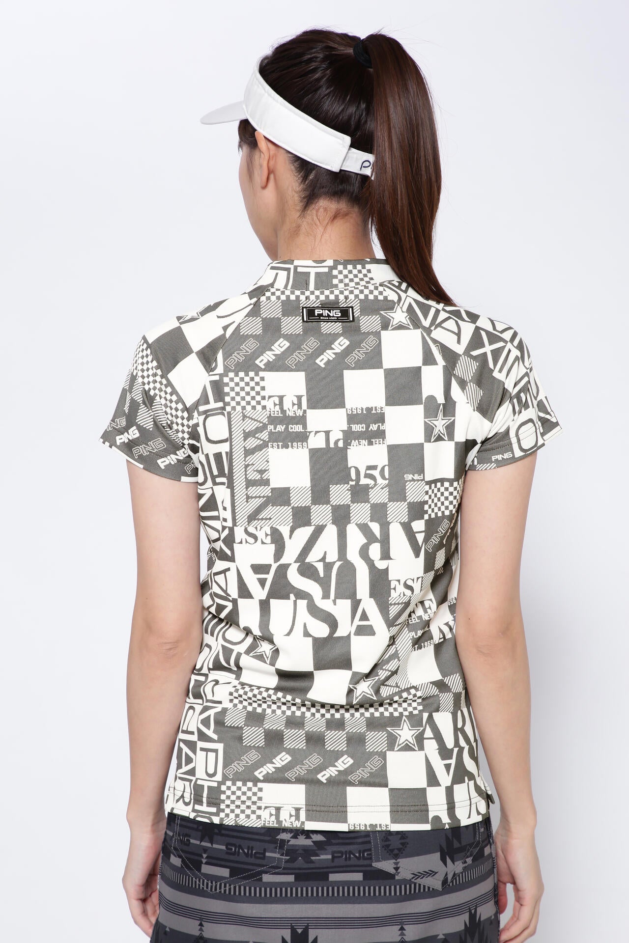 【PING APPAREL】アリゾナダミエ 半袖ジャガードハイネックカットソー <NATIVE> (LADIES)