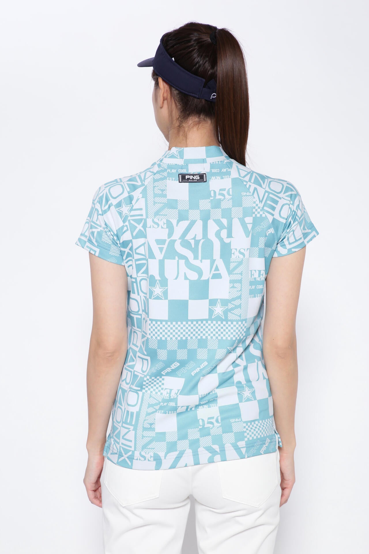 【PING APPAREL】アリゾナダミエ 半袖ジャガードハイネックカットソー <NATIVE> (LADIES)