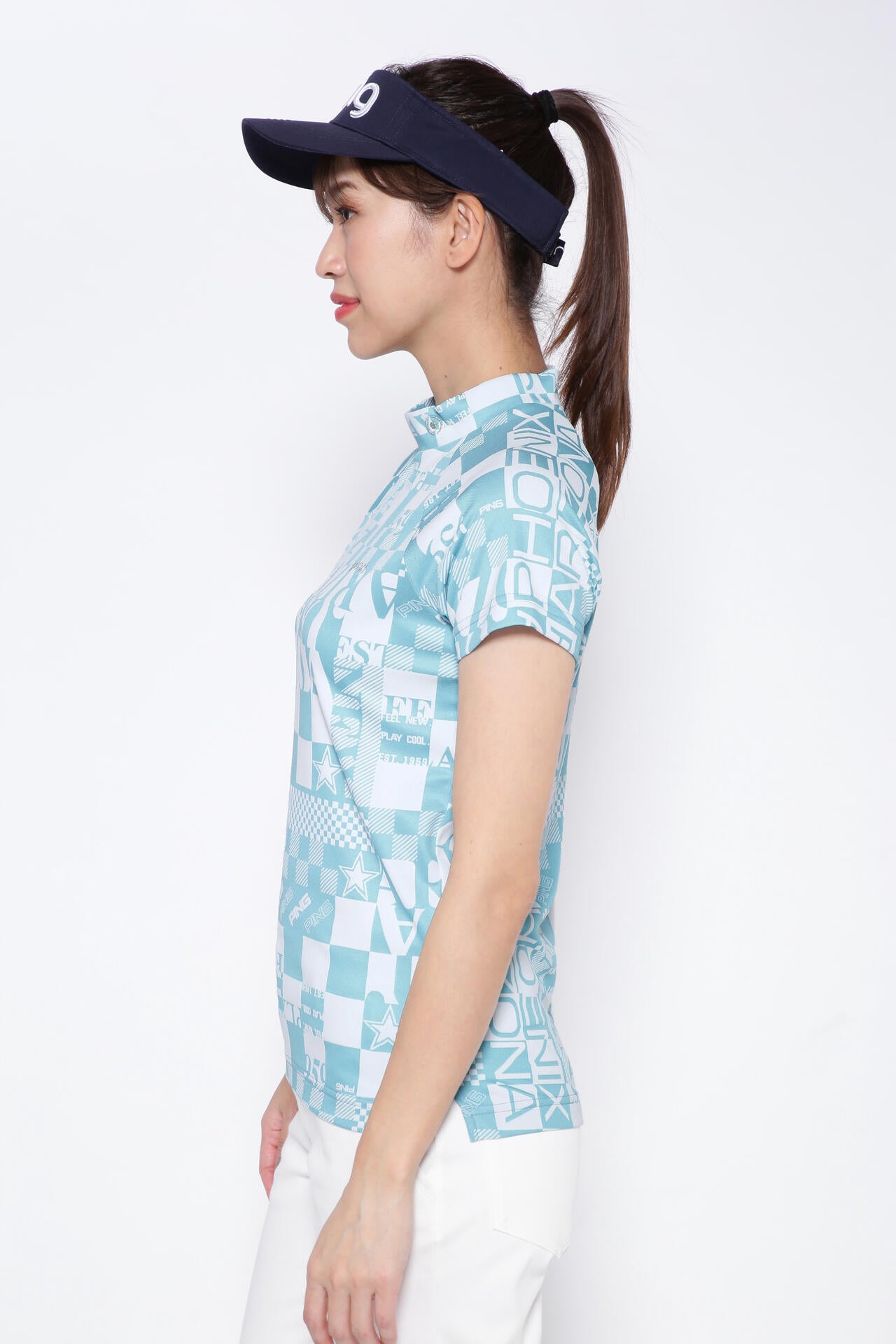 【PING APPAREL】アリゾナダミエ 半袖ジャガードハイネックカットソー <NATIVE> (LADIES)