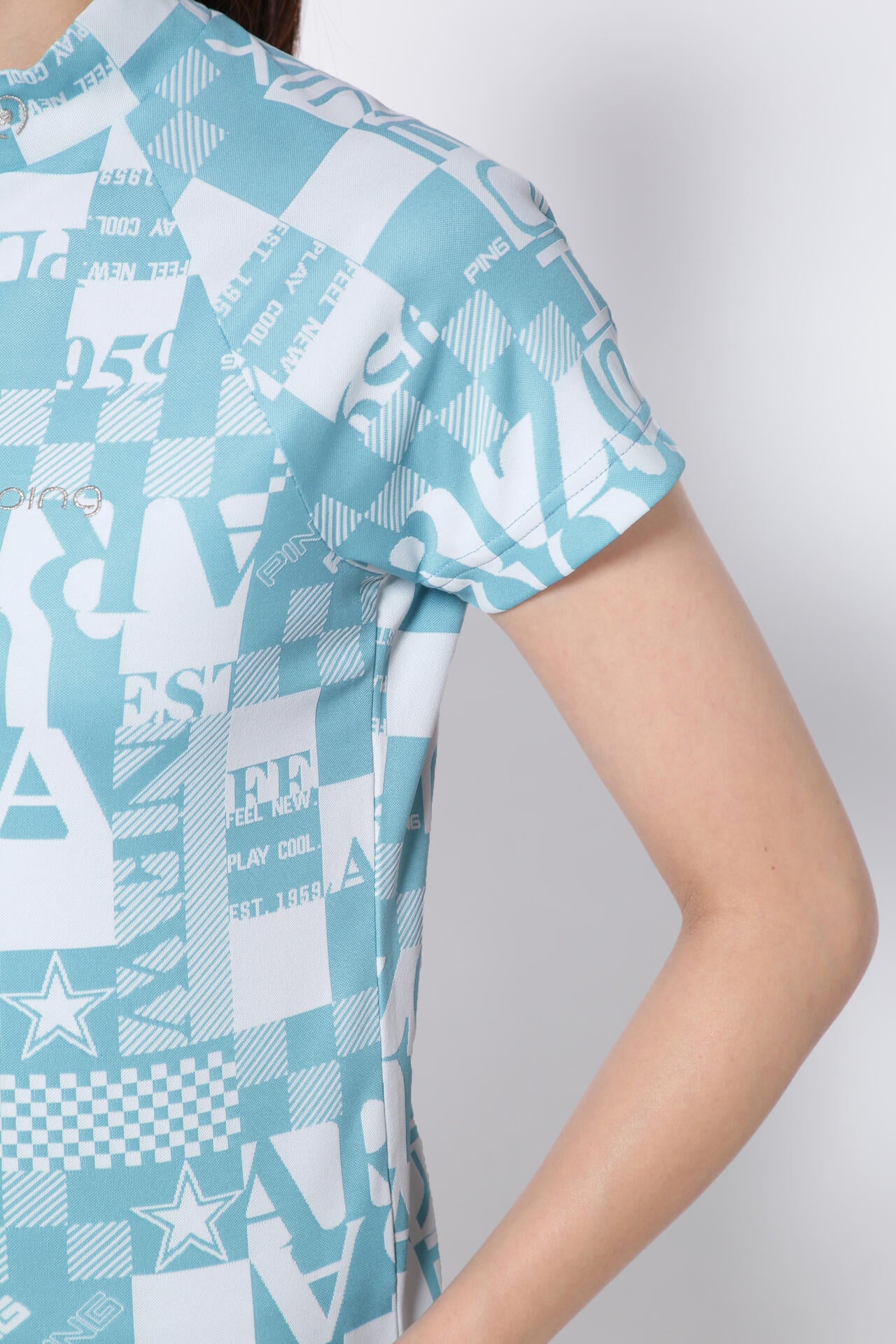 【PING APPAREL】アリゾナダミエ 半袖ジャガードハイネックカットソー <NATIVE> (LADIES)