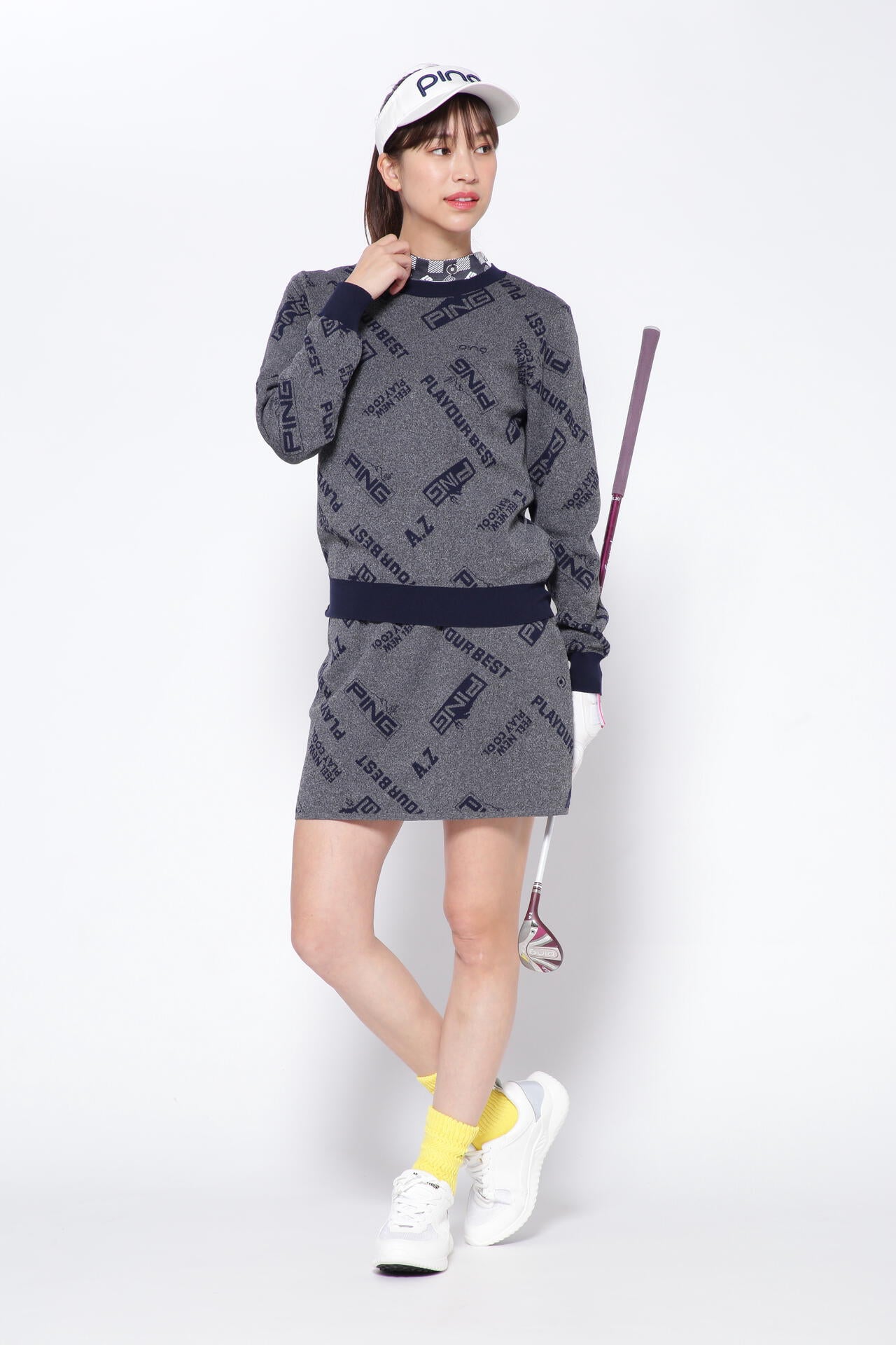 【PING APPAREL】アリゾナダミエ 半袖ジャガードハイネックカットソー <NATIVE> (LADIES)