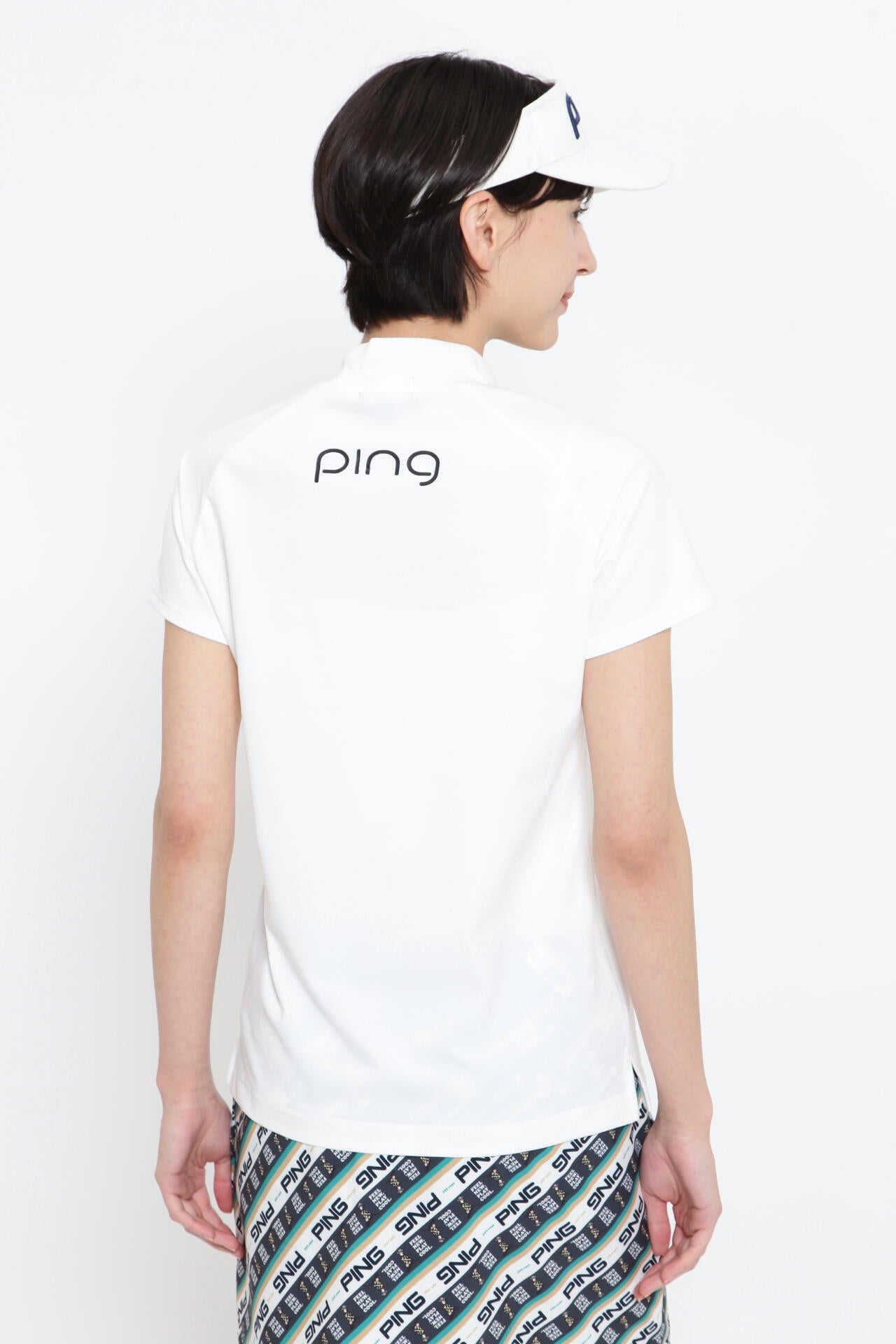 【PING APPAREL】コットンライクカノコ半袖モックネックカットソー <NATIVE> (LADIES)