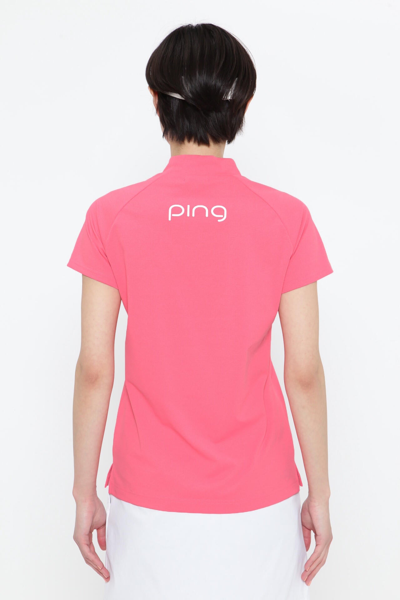 【PING APPAREL】コットンライクカノコ半袖モックネックカットソー <NATIVE> (LADIES)