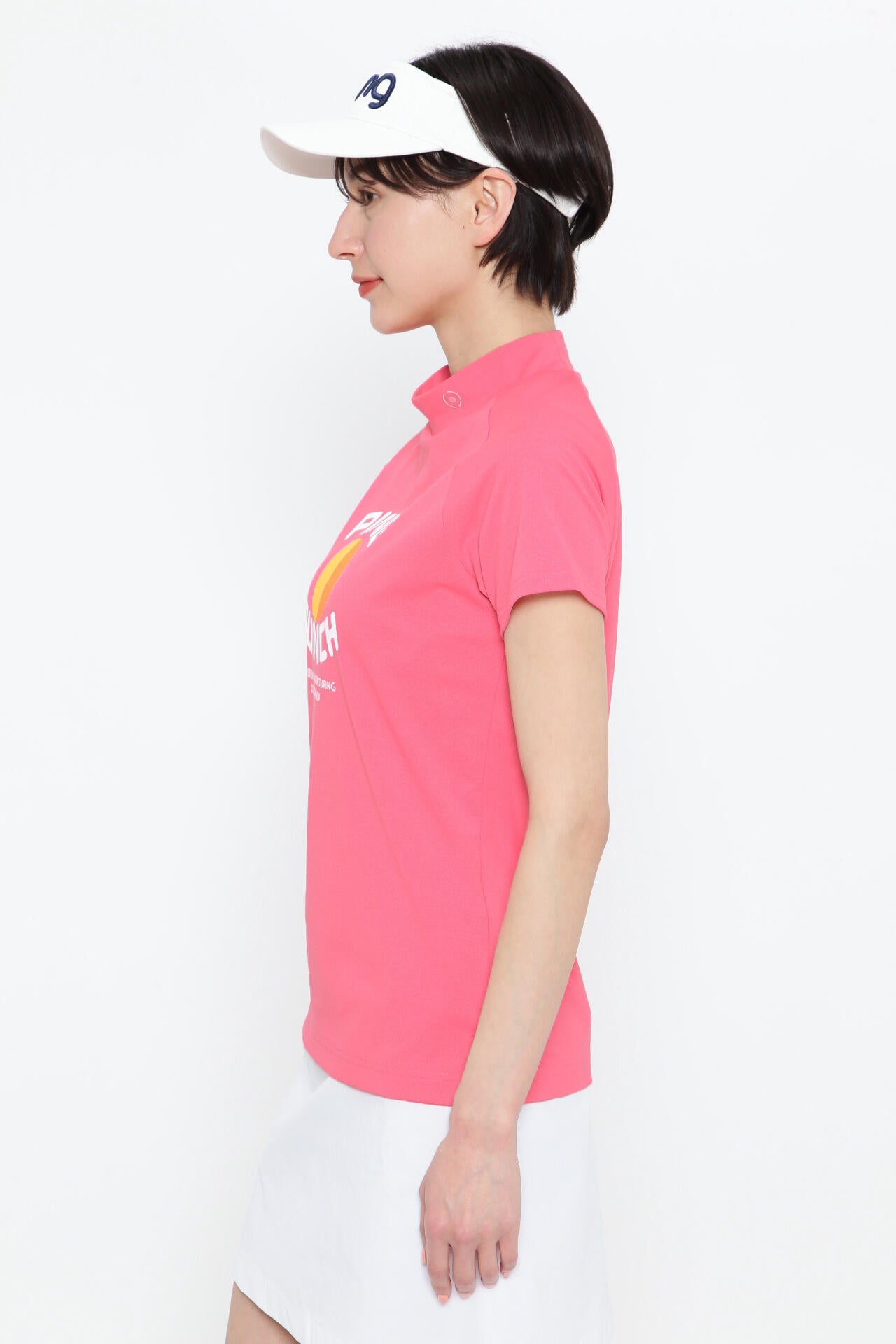 【PING APPAREL】コットンライクカノコ半袖モックネックカットソー <NATIVE> (LADIES)