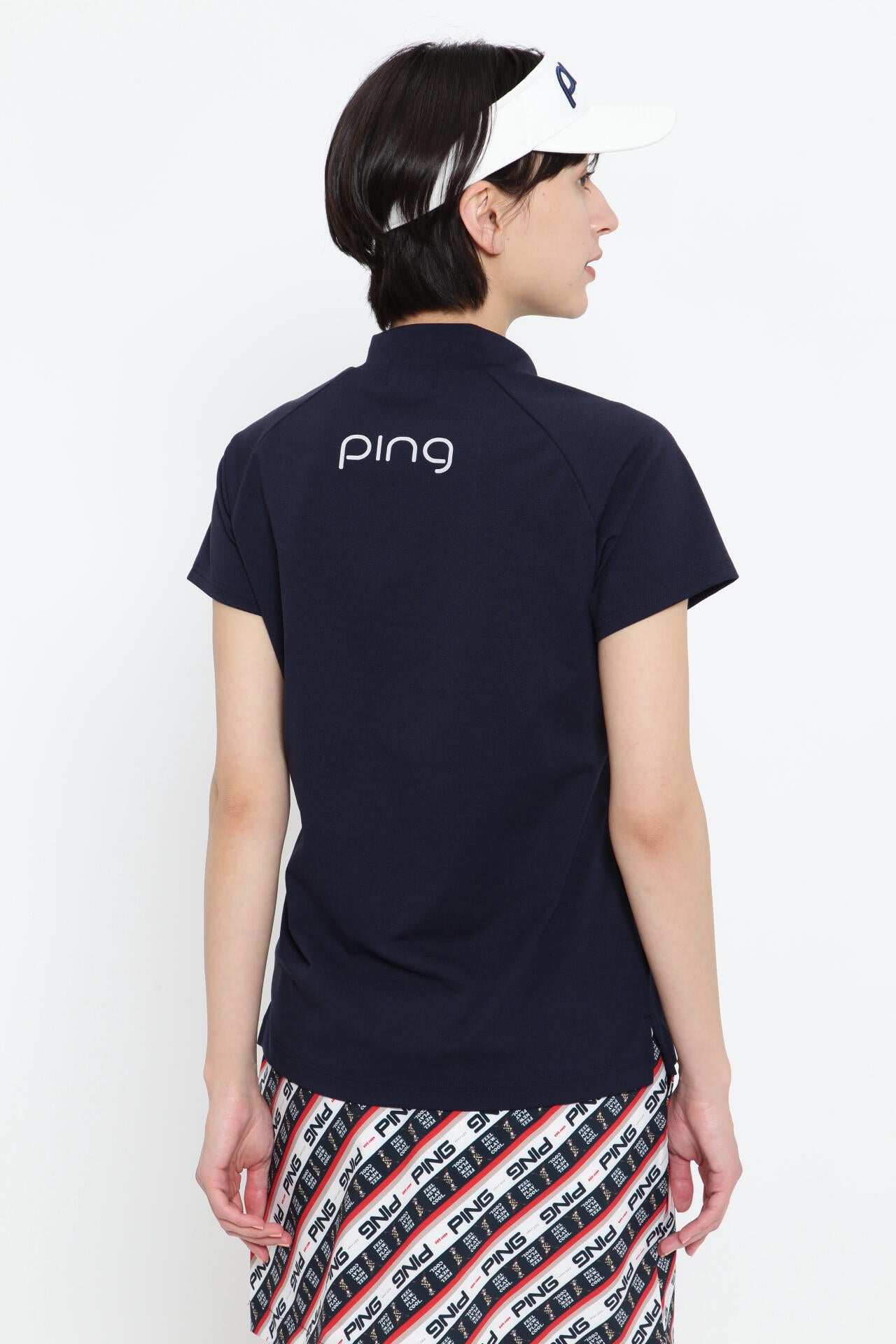 【PING APPAREL】コットンライクカノコ半袖モックネックカットソー <NATIVE> (LADIES)