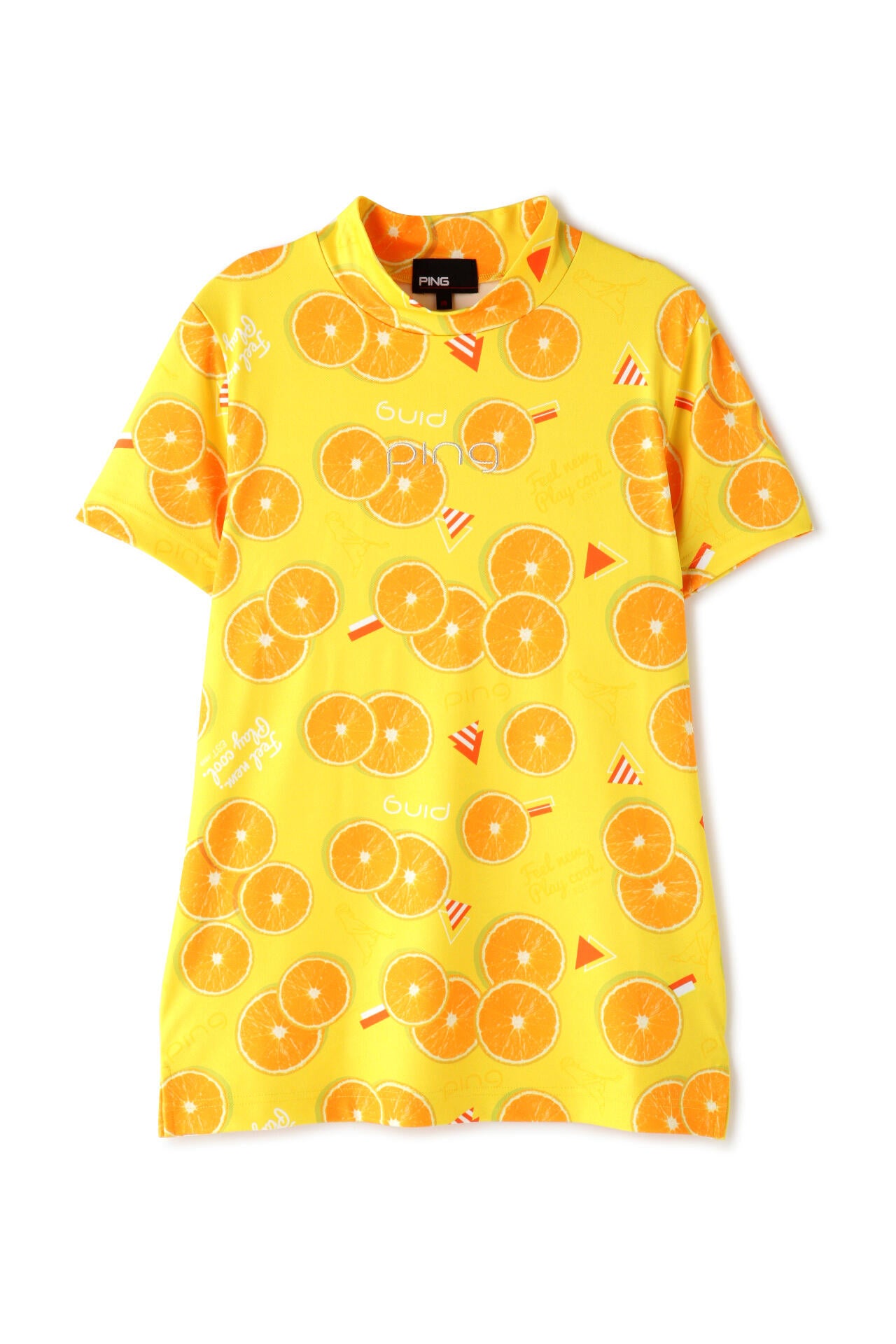 【PING APPAREL】フレッシュフルーツプリント ポリエステルカノコ半袖ハイネックカットソー <NATIVE> (LADIES)
