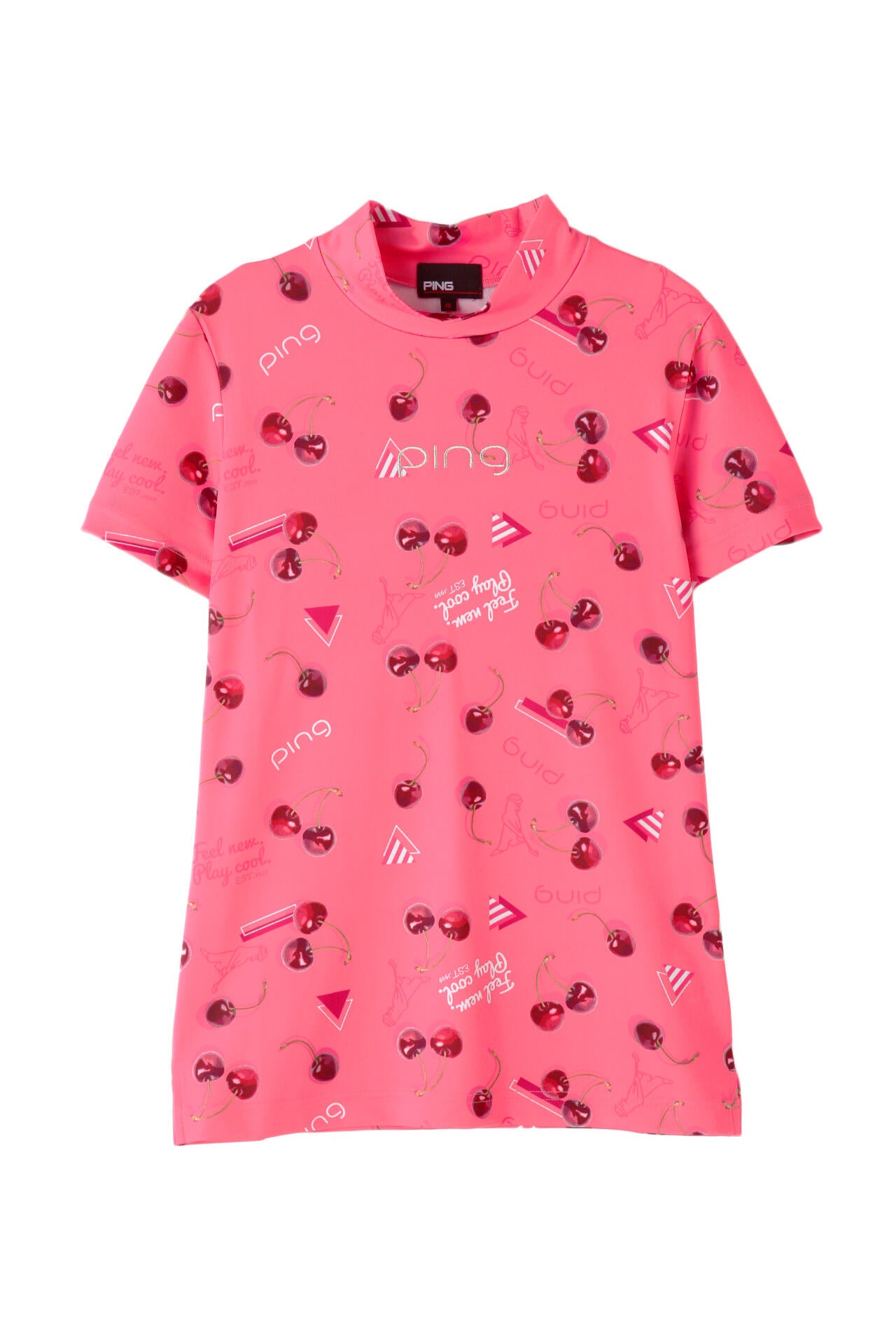 【PING APPAREL】フレッシュフルーツプリント ポリエステルカノコ半袖ハイネックカットソー <NATIVE> (LADIES)