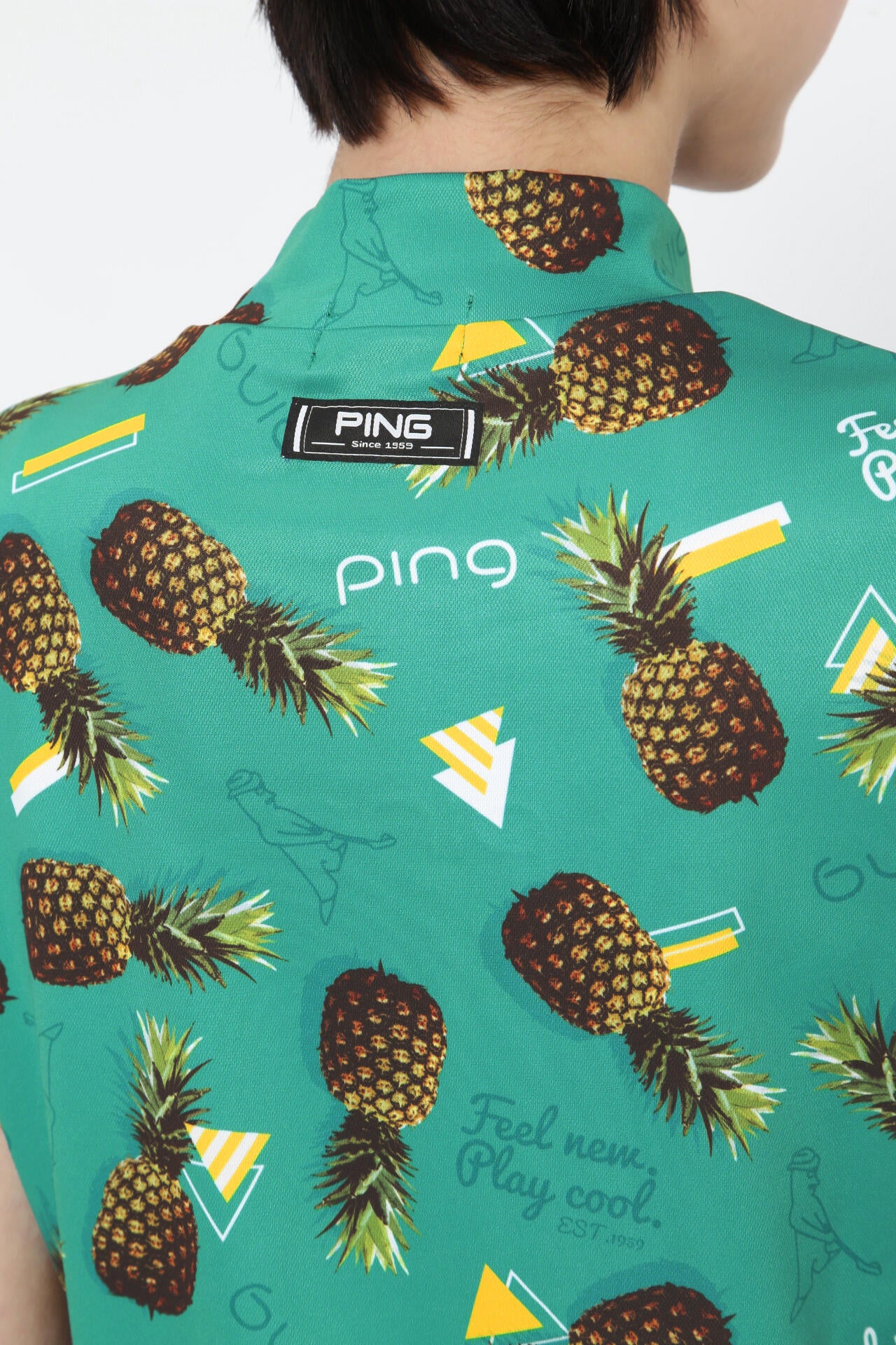 【PING APPAREL】フレッシュフルーツプリント ポリエステルカノコ半袖ハイネックカットソー <NATIVE> (LADIES)