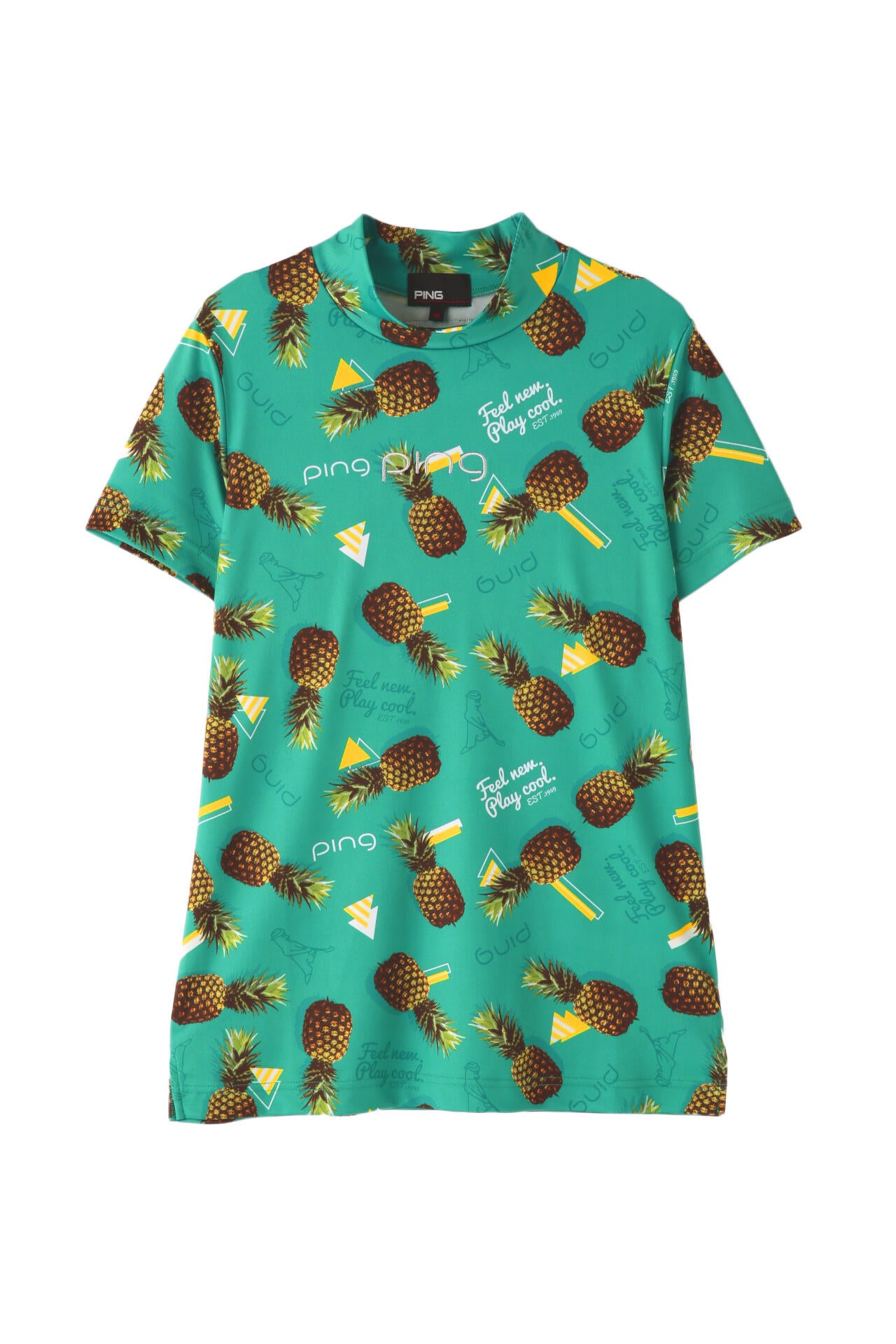 【PING APPAREL】フレッシュフルーツプリント ポリエステルカノコ半袖ハイネックカットソー <NATIVE> (LADIES)