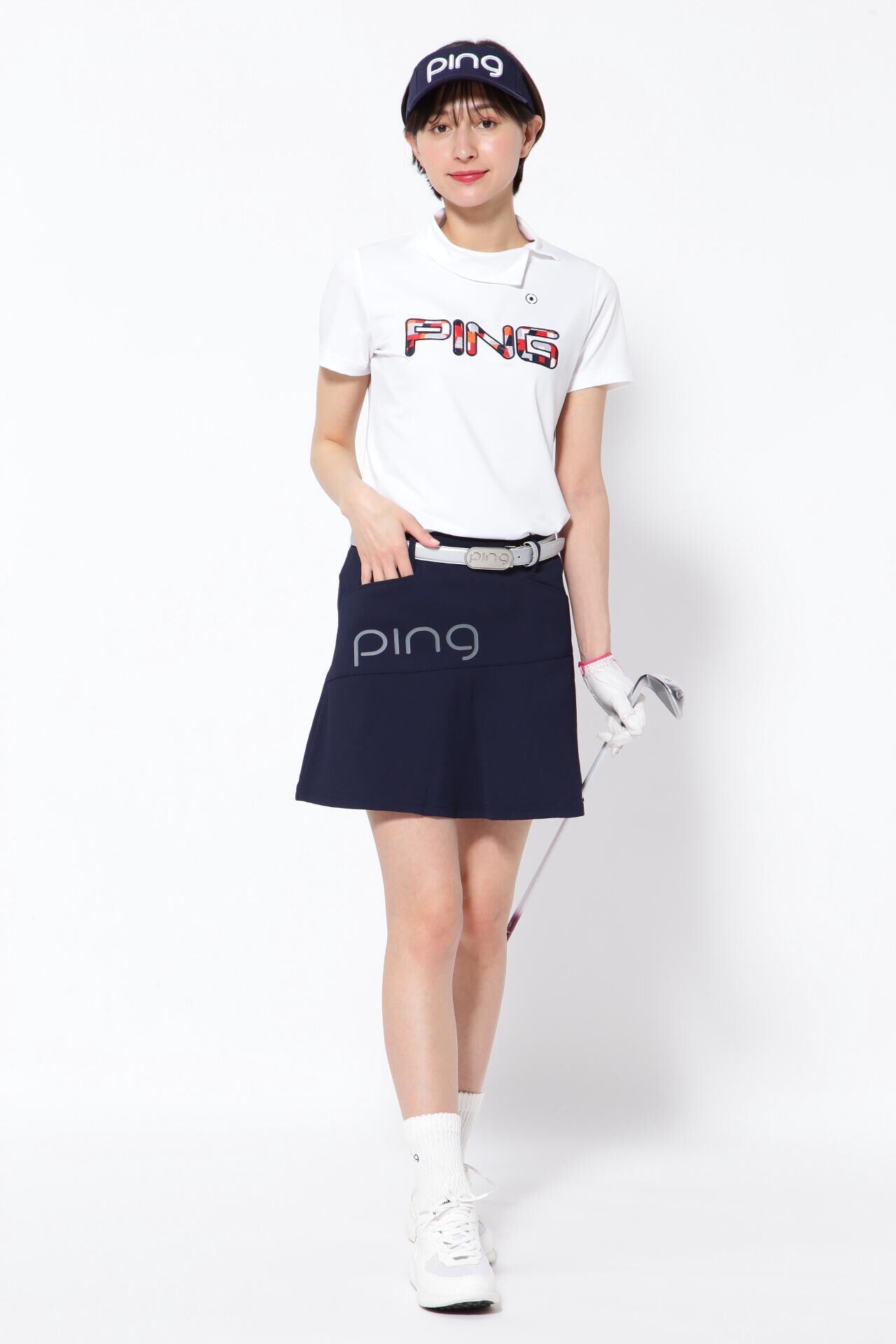 【PING APPAREL】コットンライク天竺 半袖デザイン衿カットソー <NATIVE> (LADIES)