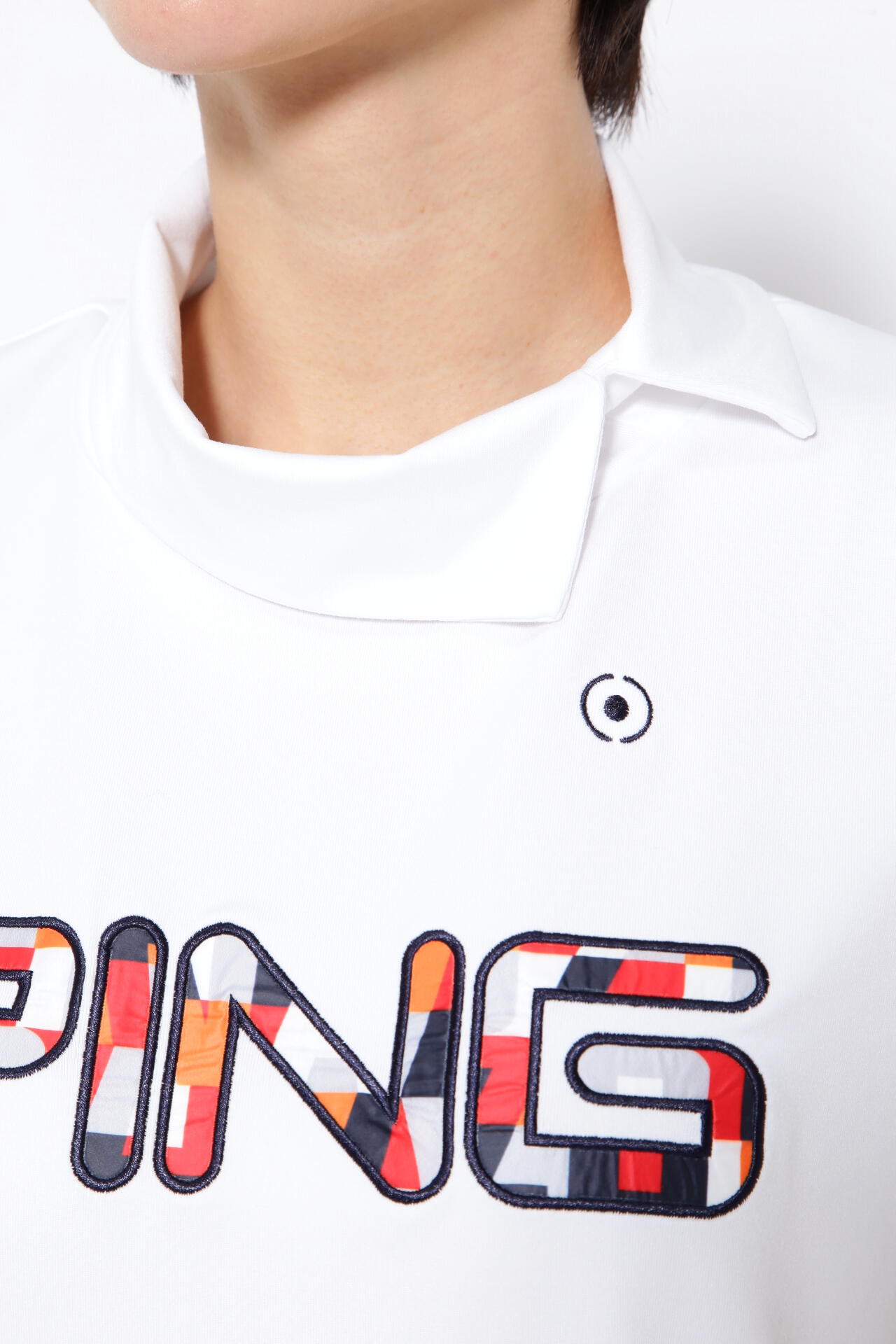 【PING APPAREL】コットンライク天竺 半袖デザイン衿カットソー <NATIVE> (LADIES)
