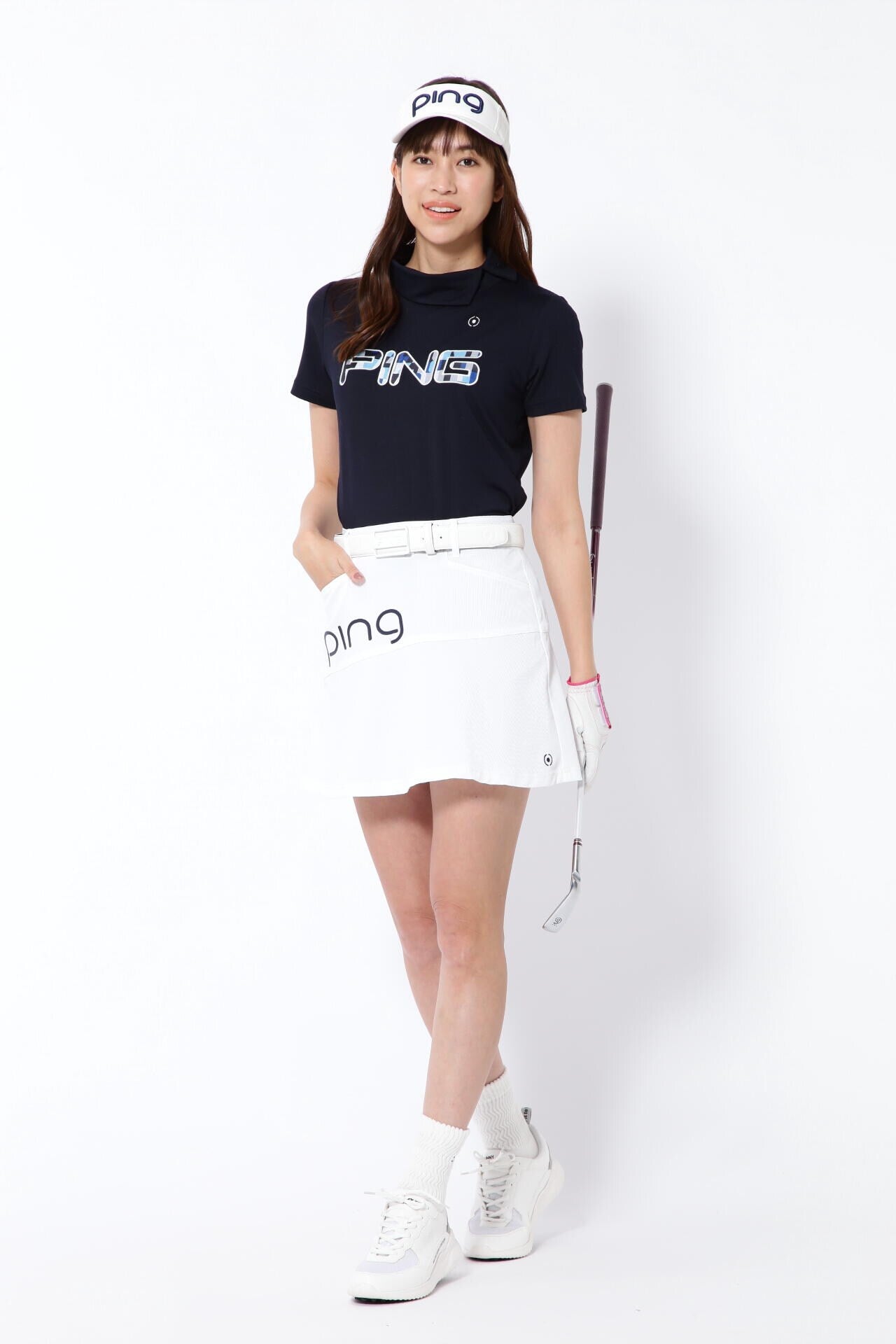 【PING APPAREL】コットンライク天竺 半袖デザイン衿カットソー <NATIVE> (LADIES)