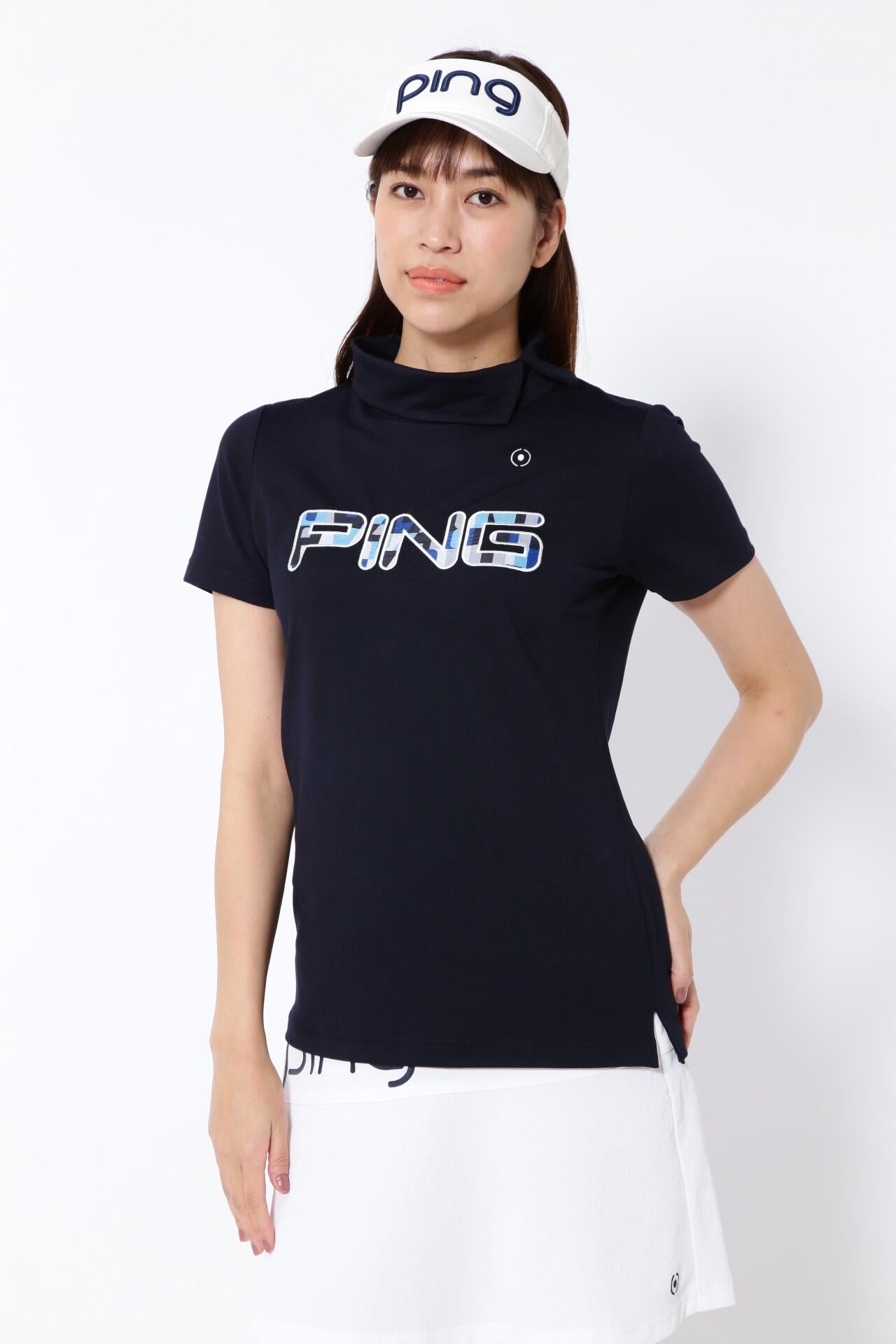 【PING APPAREL】コットンライク天竺 半袖デザイン衿カットソー <NATIVE> (LADIES)
