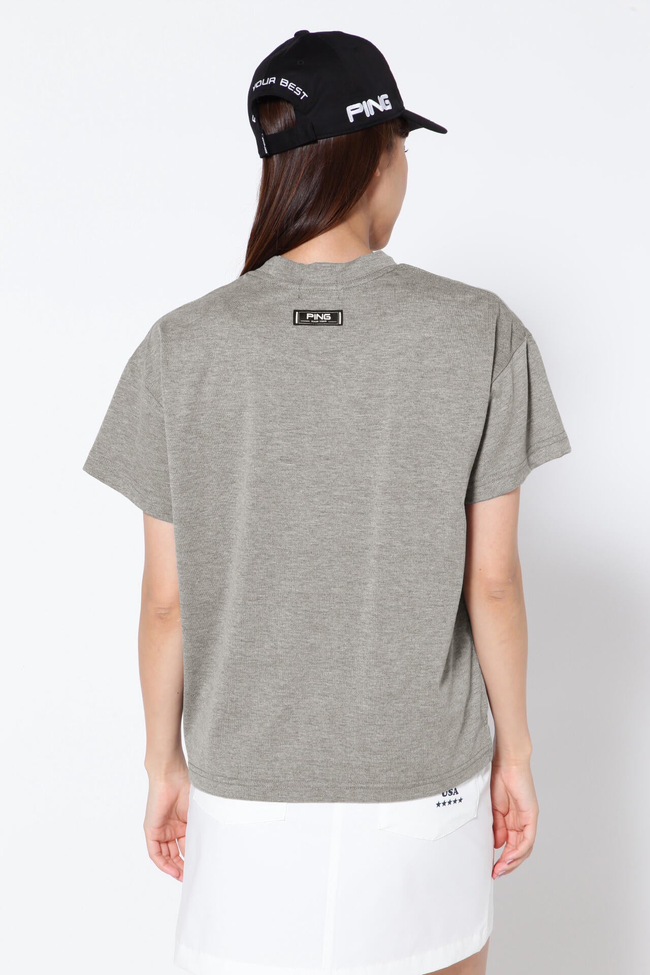【PING APPAREL】綿ポリエステル天竺 ビッグシルエット 10色 半袖ハイネックカットソー <NATIVE> (LADIES)