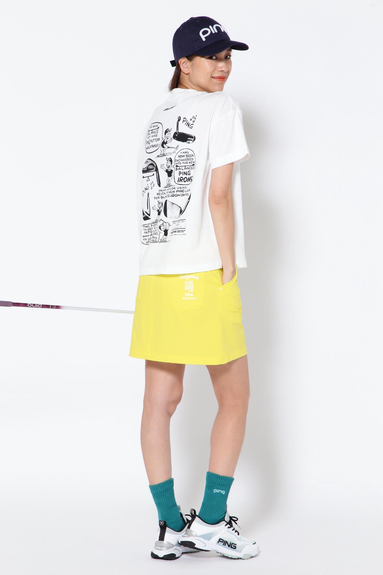 【PING APPAREL】綿ポリエステル天竺 ビッグシルエット 10色 半袖ハイネックカットソー <NATIVE> (LADIES)