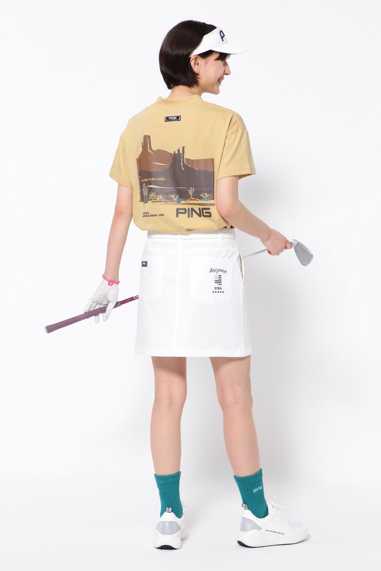 【PING APPAREL】綿ポリエステル天竺 ビッグシルエット 10色 半袖ハイネックカットソー <NATIVE> (LADIES)