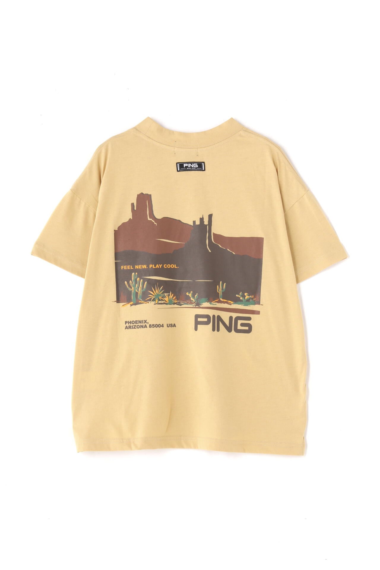 【PING APPAREL】綿ポリエステル天竺 ビッグシルエット 10色 半袖ハイネックカットソー <NATIVE> (LADIES)