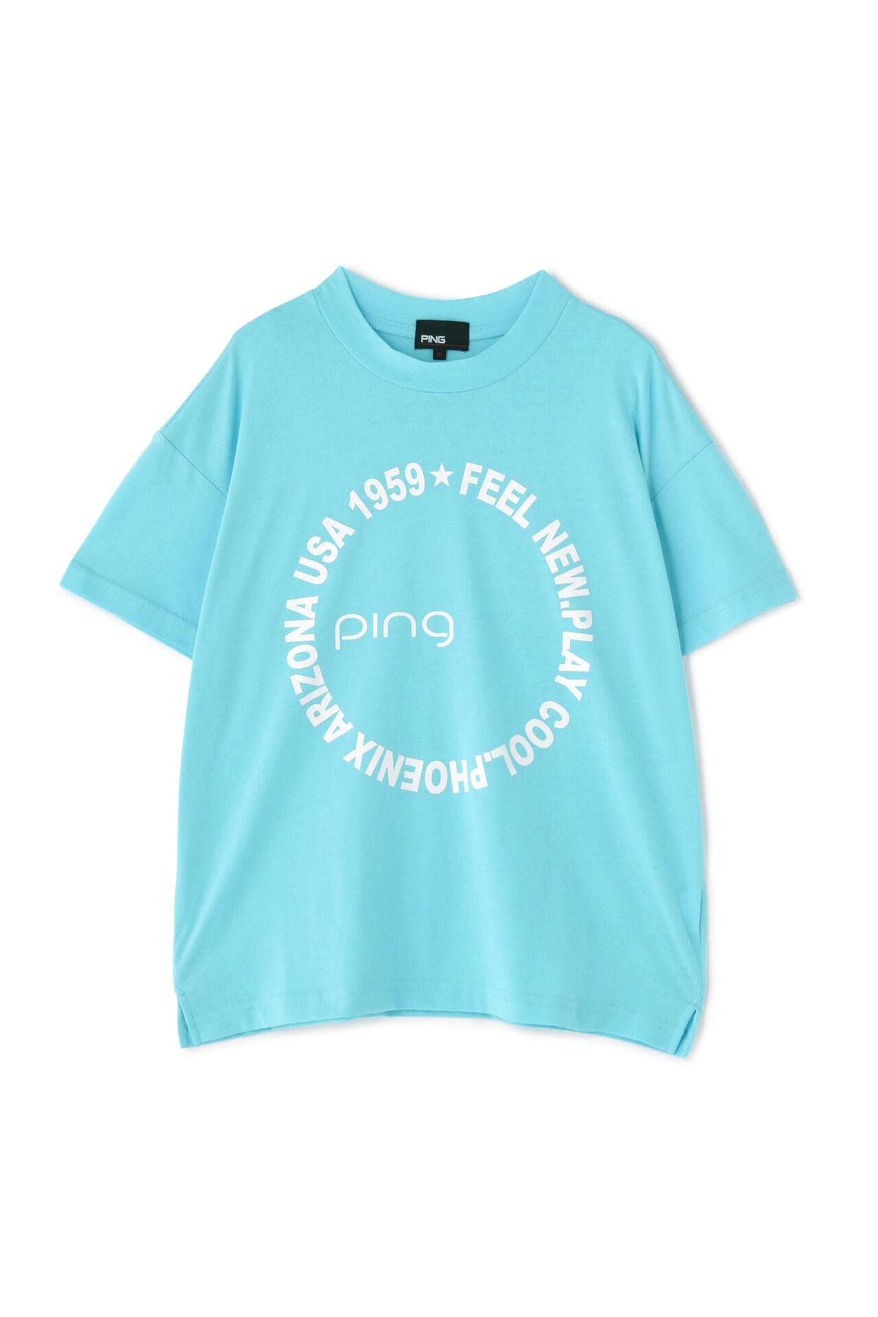 【PING APPAREL】綿ポリエステル天竺 ビッグシルエット 10色 半袖ハイネックカットソー <NATIVE> (LADIES)