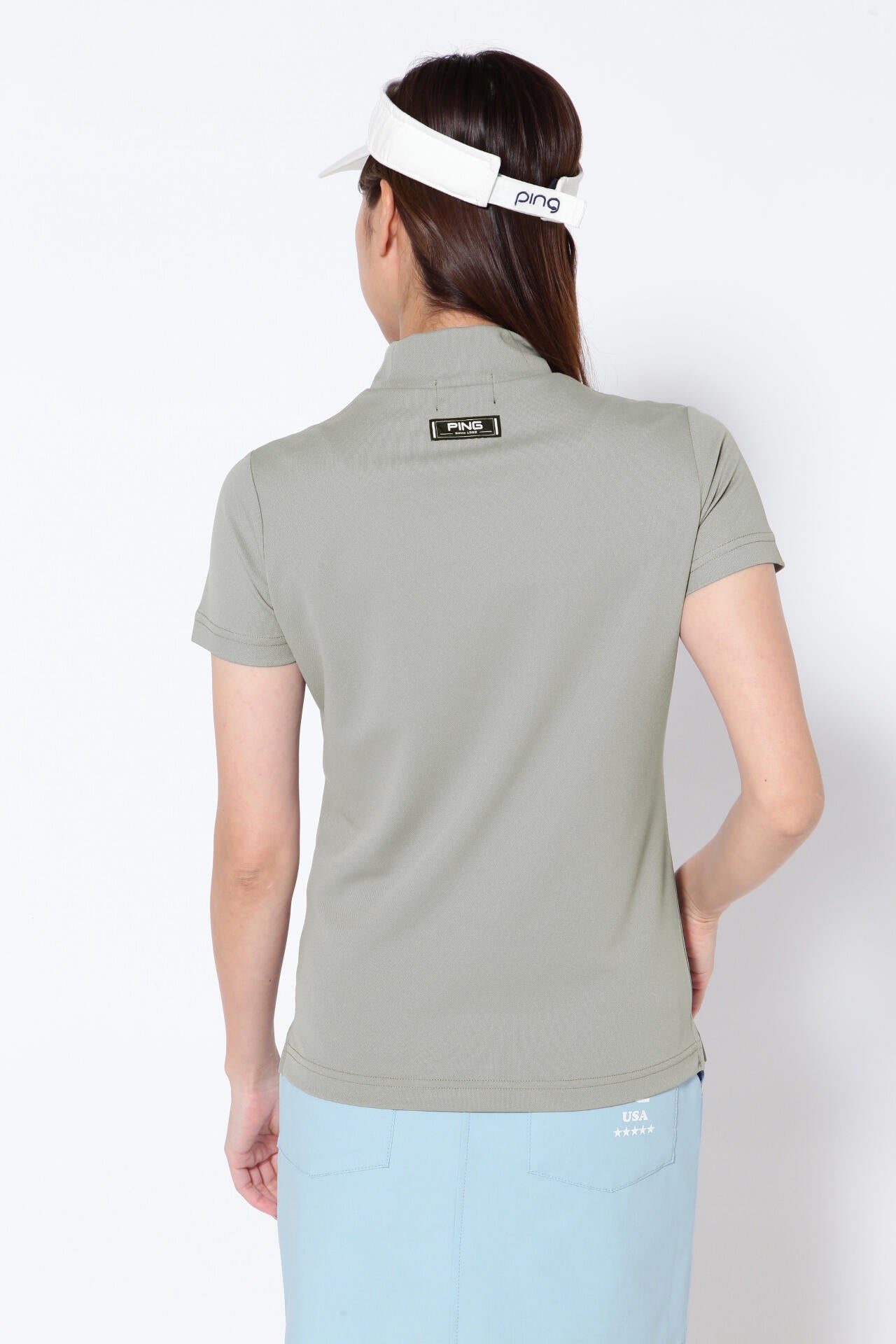 【PING APPAREL】ポリエステルカノコ 10色 半袖ハイネックカットソー <NATIVE> (LADIES)