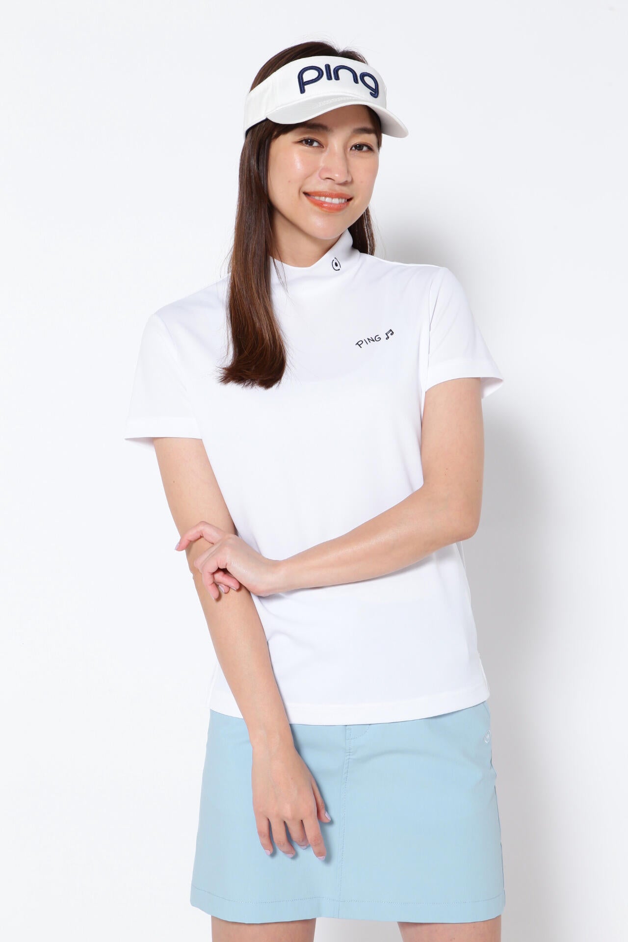 【PING APPAREL】ポリエステルカノコ 10色 半袖ハイネックカットソー <NATIVE> (LADIES)