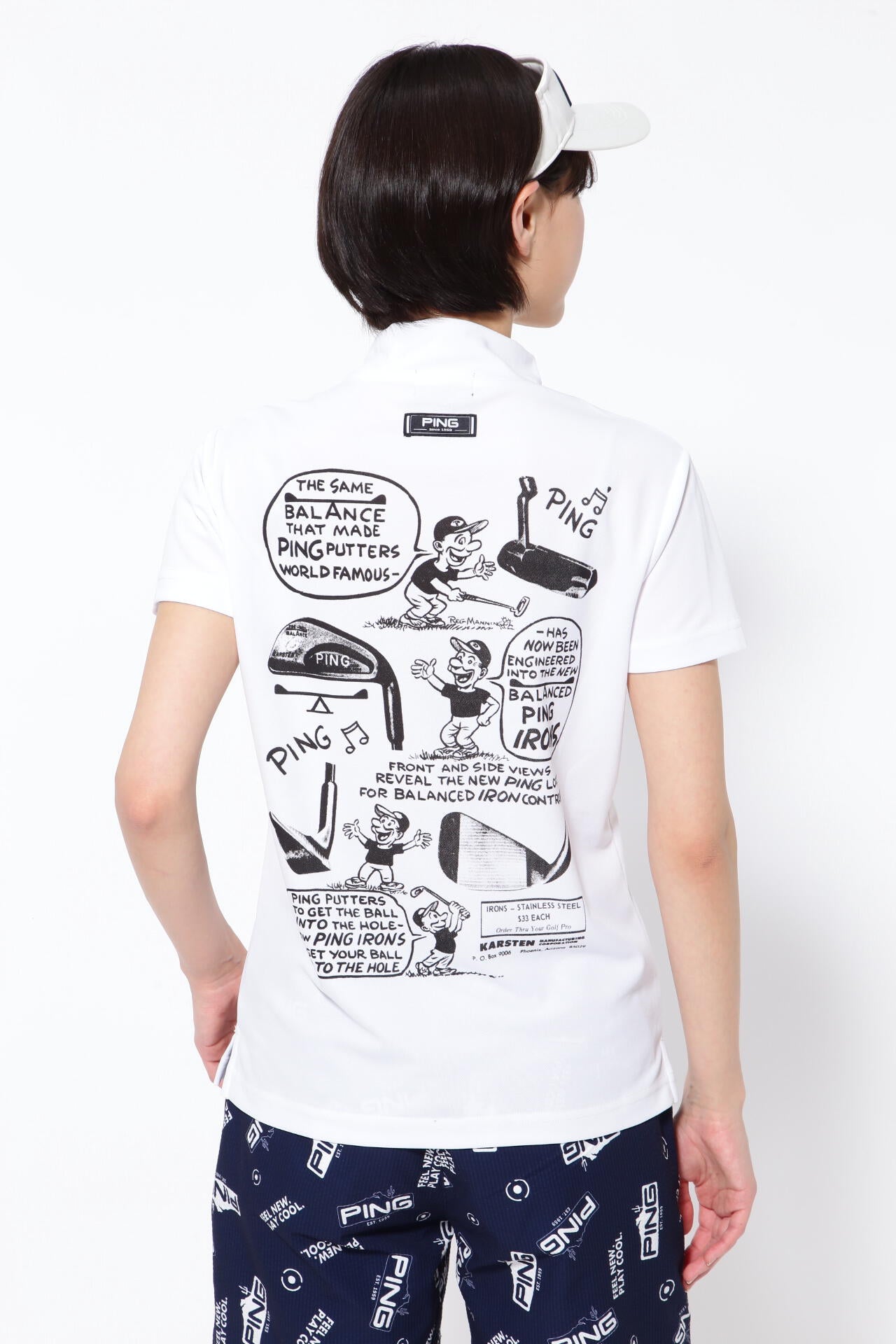 【PING APPAREL】ポリエステルカノコ 10色 半袖ハイネックカットソー <NATIVE> (LADIES)