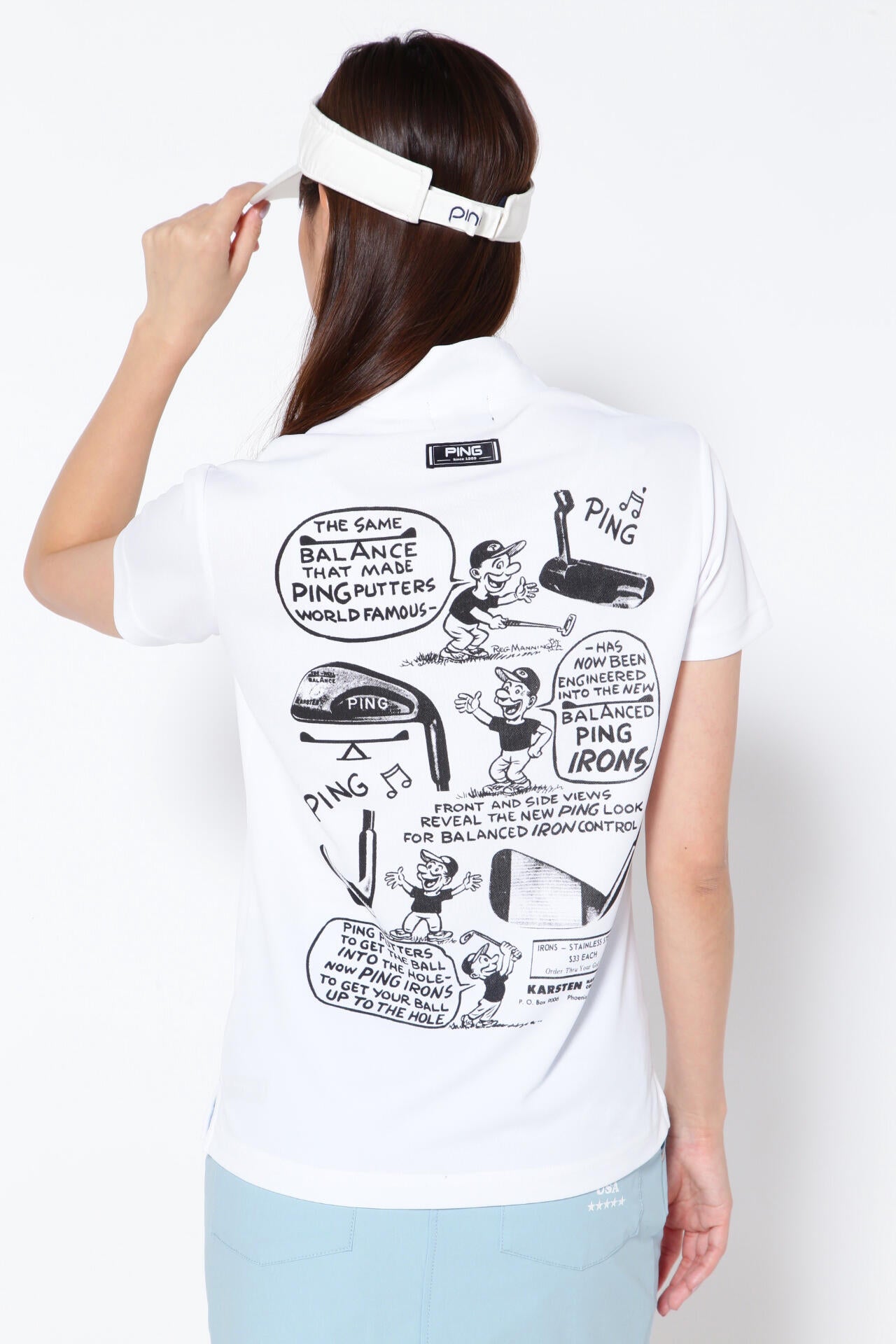 【PING APPAREL】ポリエステルカノコ 10色 半袖ハイネックカットソー <NATIVE> (LADIES)