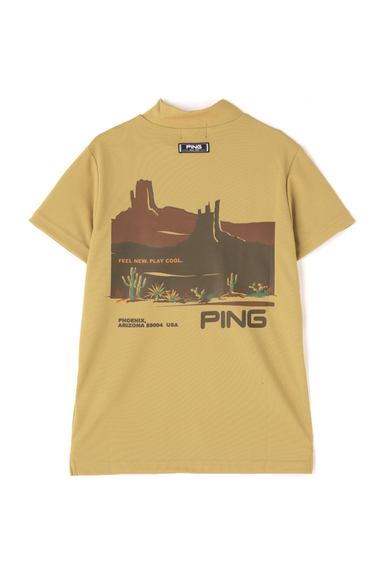 【PING APPAREL】ポリエステルカノコ 10色 半袖ハイネックカットソー <NATIVE> (LADIES)