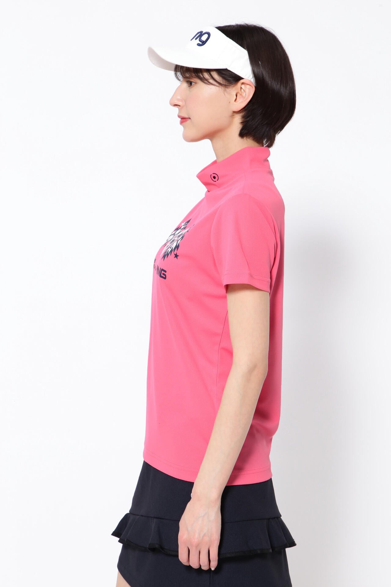 【PING APPAREL】ポリエステルカノコ 10色 半袖ハイネックカットソー <NATIVE> (LADIES)