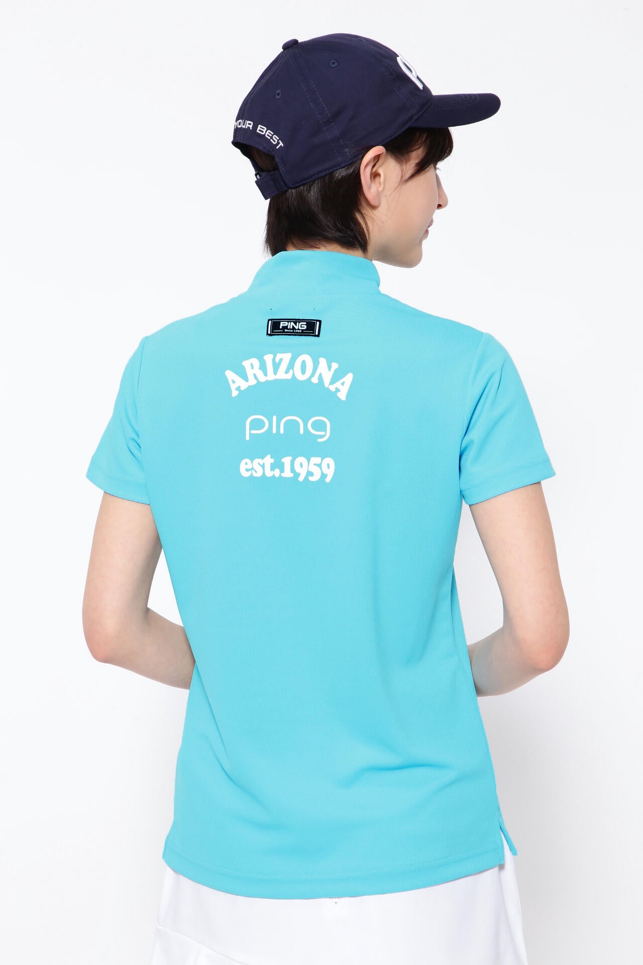 【PING APPAREL】ポリエステルカノコ 10色 半袖ハイネックカットソー <NATIVE> (LADIES)