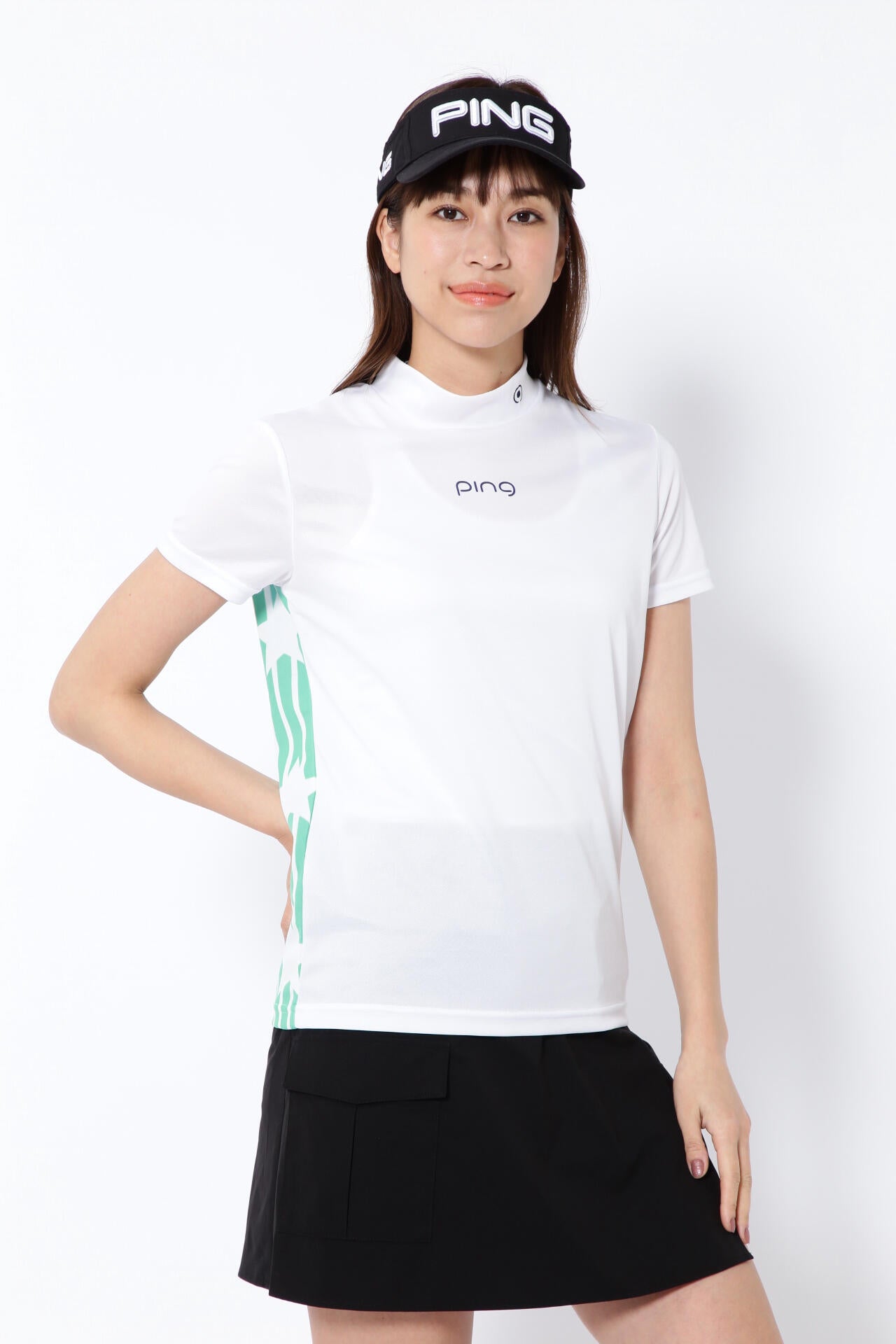 【PING APPAREL】プラスリッチDRY&UVバックプリント半袖ハイネックシャツ<PRODUCT ADDITION> (LADIES)