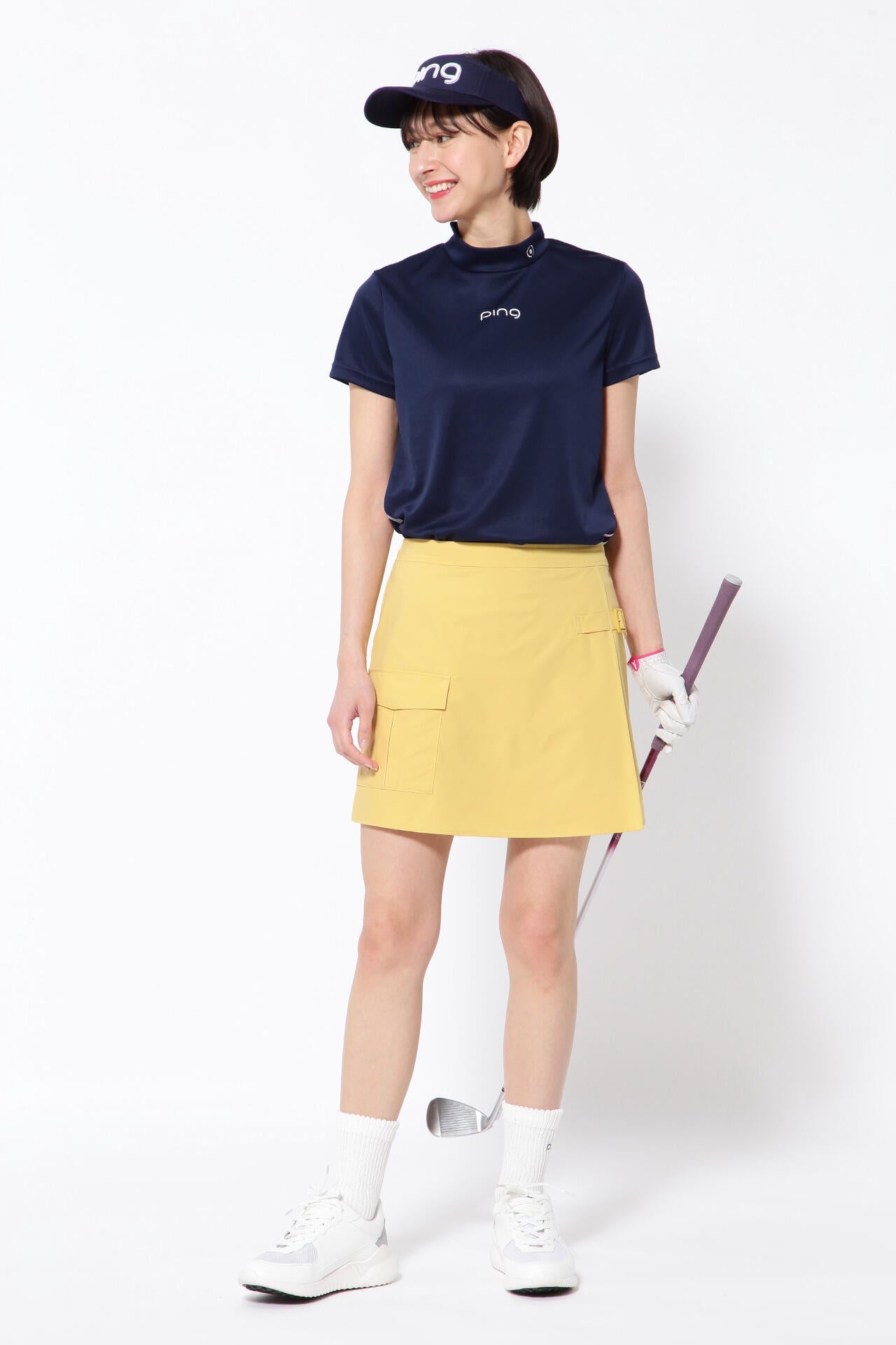【PING APPAREL】プラスリッチDRY&UVバックプリント半袖ハイネックシャツ<PRODUCT ADDITION> (LADIES)
