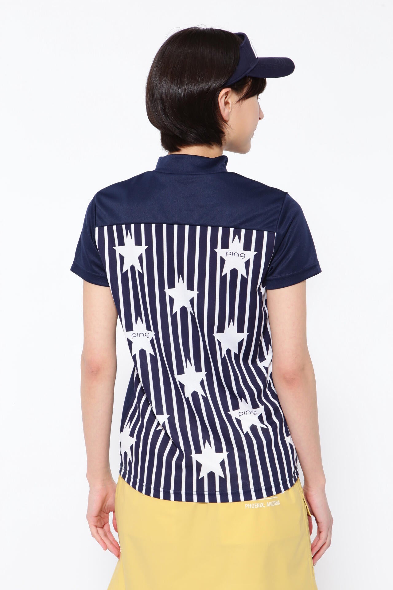【PING APPAREL】プラスリッチDRY&UVバックプリント半袖ハイネックシャツ<PRODUCT ADDITION> (LADIES)
