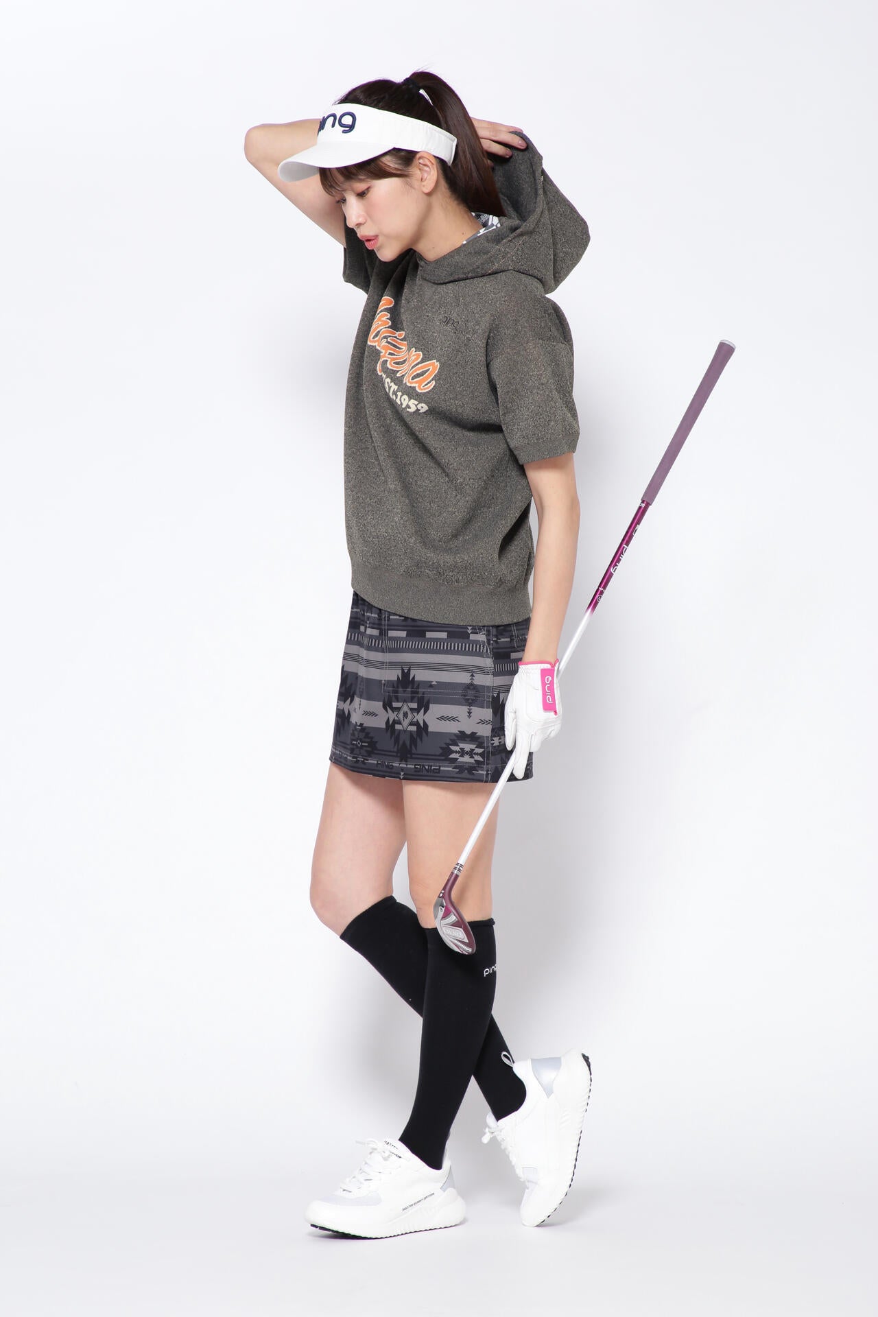 【PING APPAREL】アリゾナ半袖ニットフーディプルオーバー <NATIVE> (LADIES)